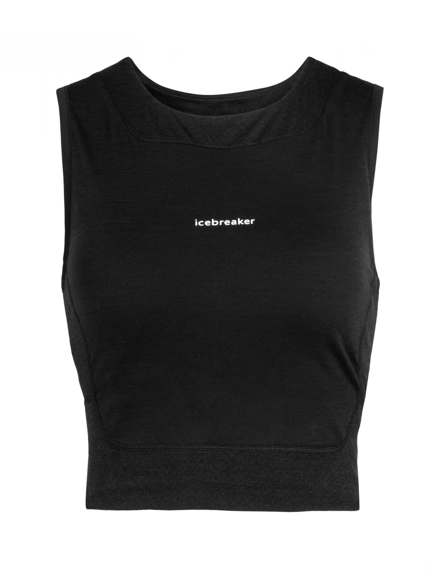Icebreaker Zoneknit Cropped Bra Tank Schwarz- Female Merino Sport-BHs- Grsse S - Farbe Black