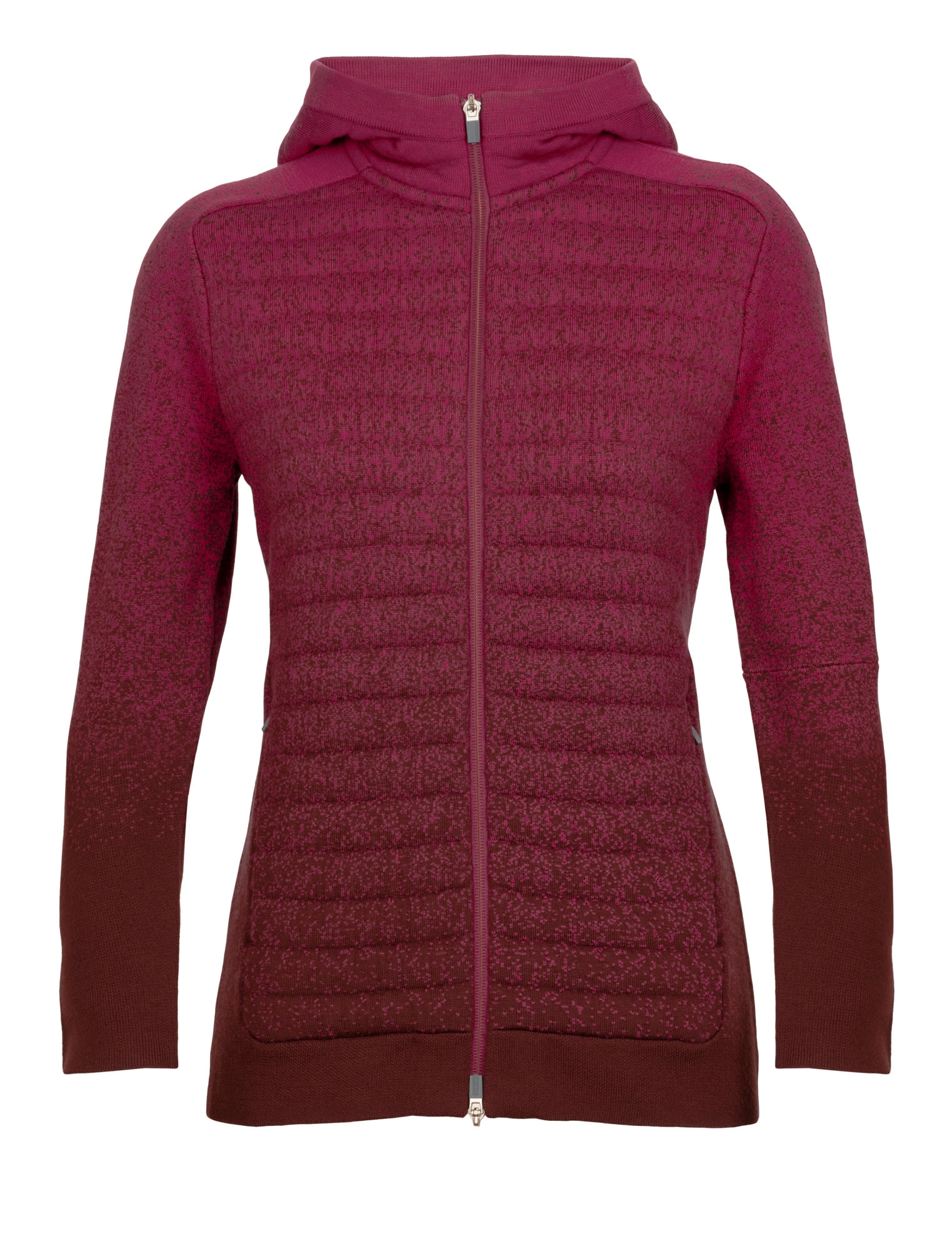 Icebreaker Zoneknit Insulated Long-Sleeve Zip Hoodie Rot- Female Merino Anoraks- Grsse L - Farbe Cherry - Espresso