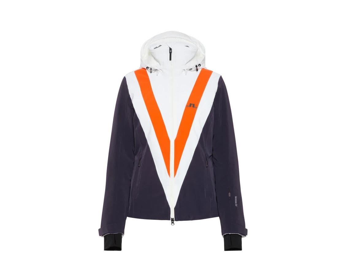 J-Lindeberg Wrangell Jacket Blau - Orange - Weiss- Female Dermizax- Anoraks- Grsse XS - Farbe Juicy Orange