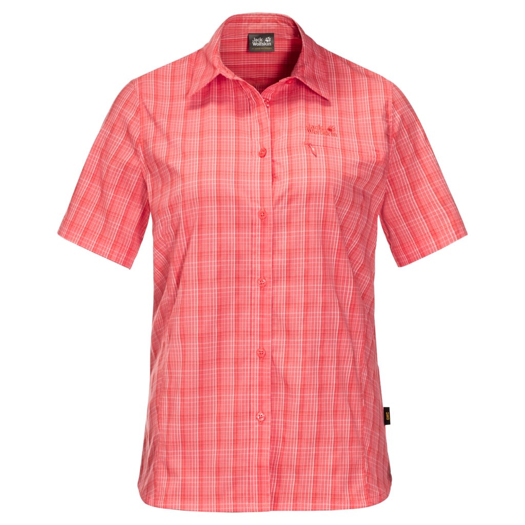 Jack Wolfskin Centaura Shirt Kariert - Rot- Female Kurzarm-Shirts- Grsse M - Farbe Desert Rose Checks