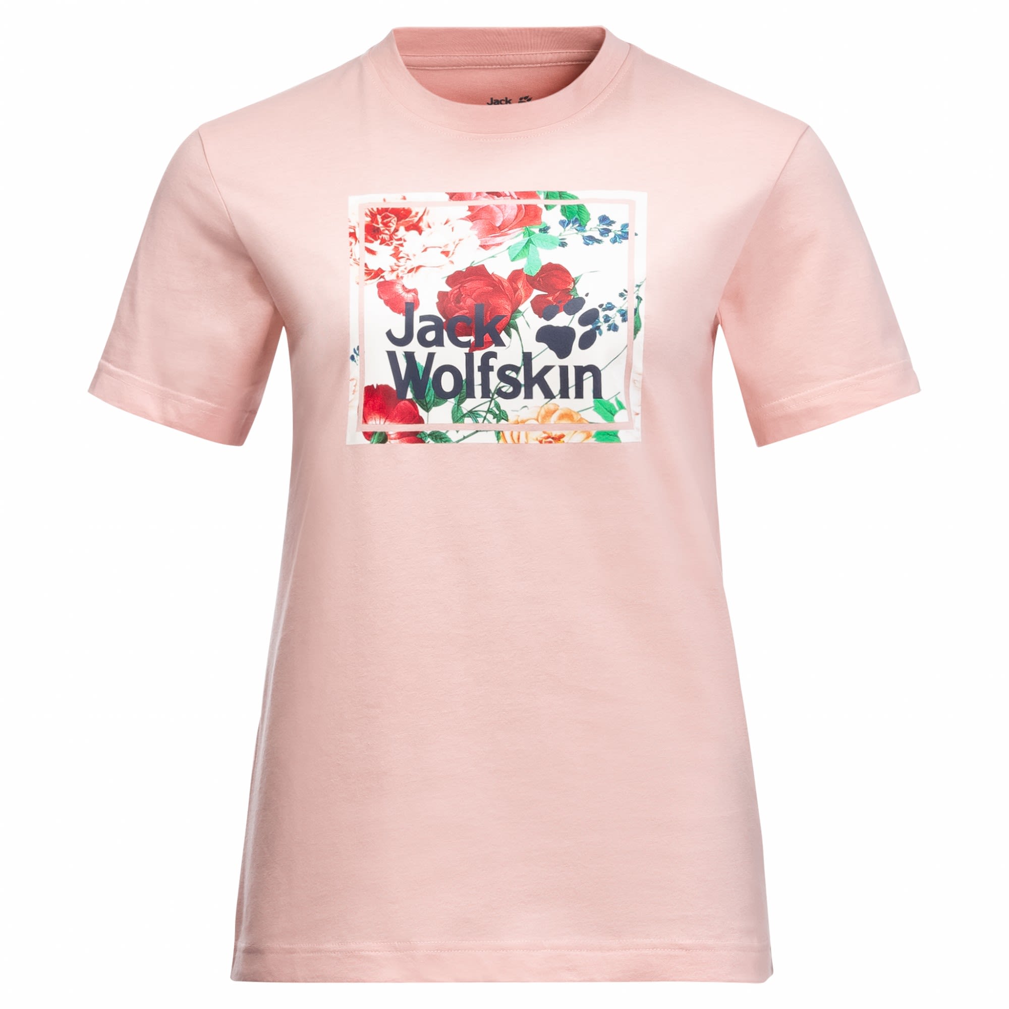 Jack Wolfskin Flower Logo T Rot- Female Kurzarm-Shirts- Grsse L - Farbe Light Blush