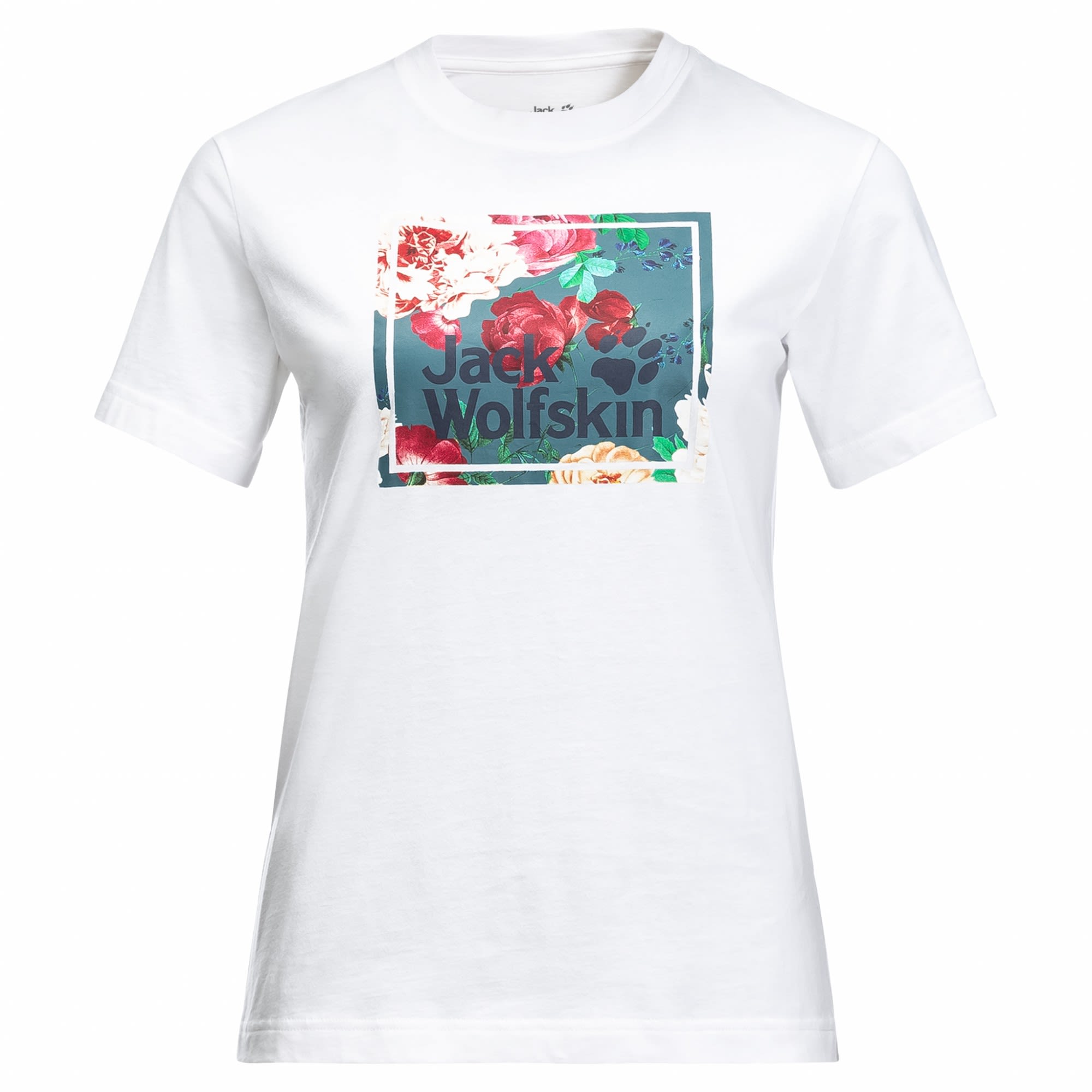 Jack Wolfskin Flower Logo T Weiss- Female Kurzarm-Shirts- Grsse M - Farbe White Rush