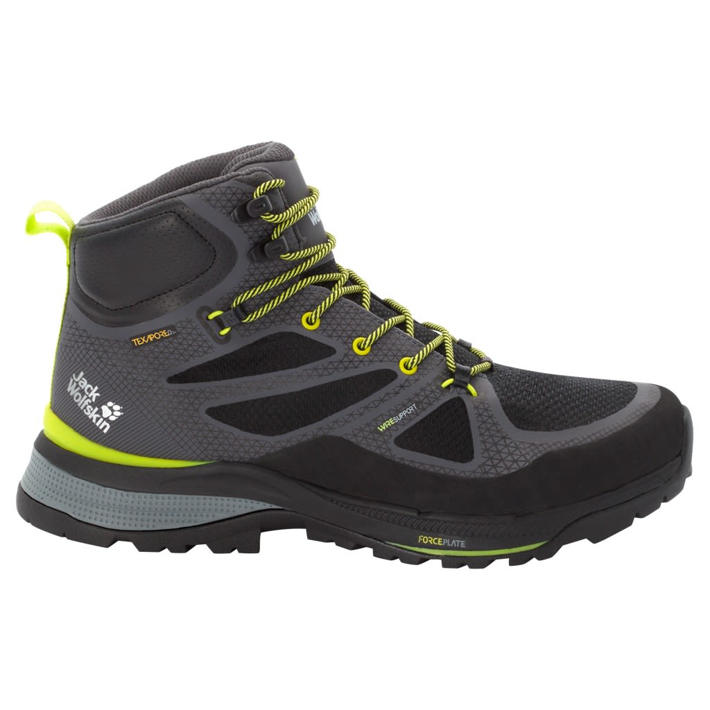 Jack Wolfskin Force Striker Texapore Mid Grau - Grn- Male Wander- und Trekkingstiefel- Grsse EU 41 - Farbe Dark Grey - Lime