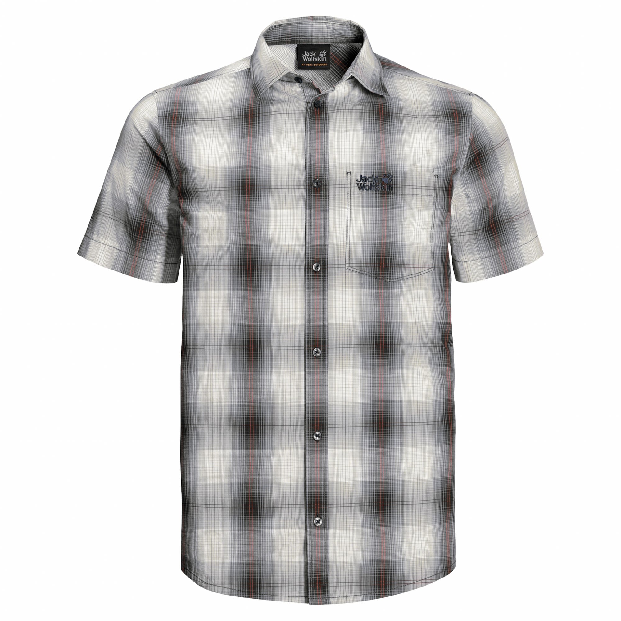 Jack Wolfskin Hot Chili Shirt Kariert - Grau- Male Kurzarm-Hemden- Grsse L - Farbe Dusty Grey Checks