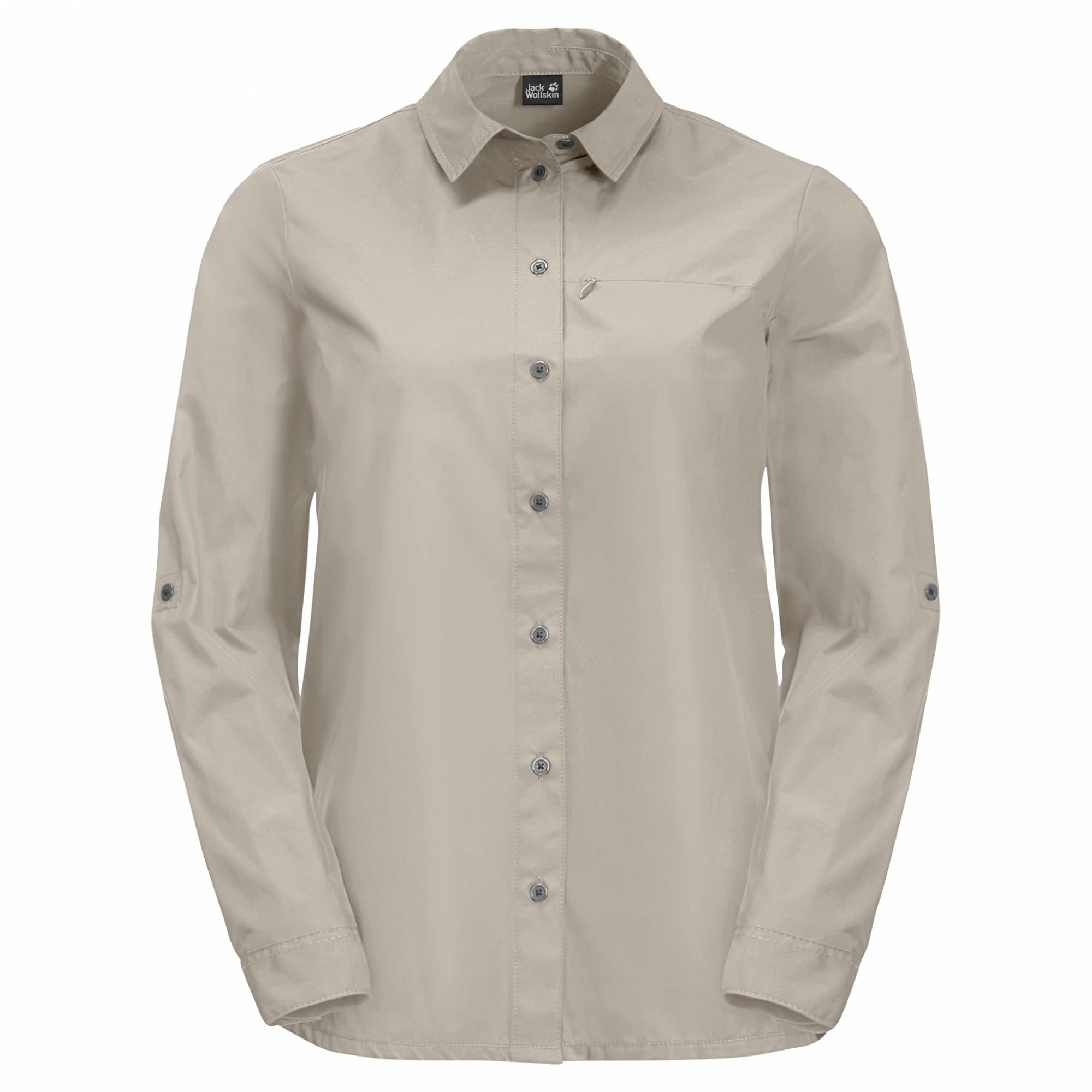 Jack Wolfskin Lakeside Roll-Up Shirt Beige- Female Langarm-Hemden- Grsse XS - Farbe Dusty Grey