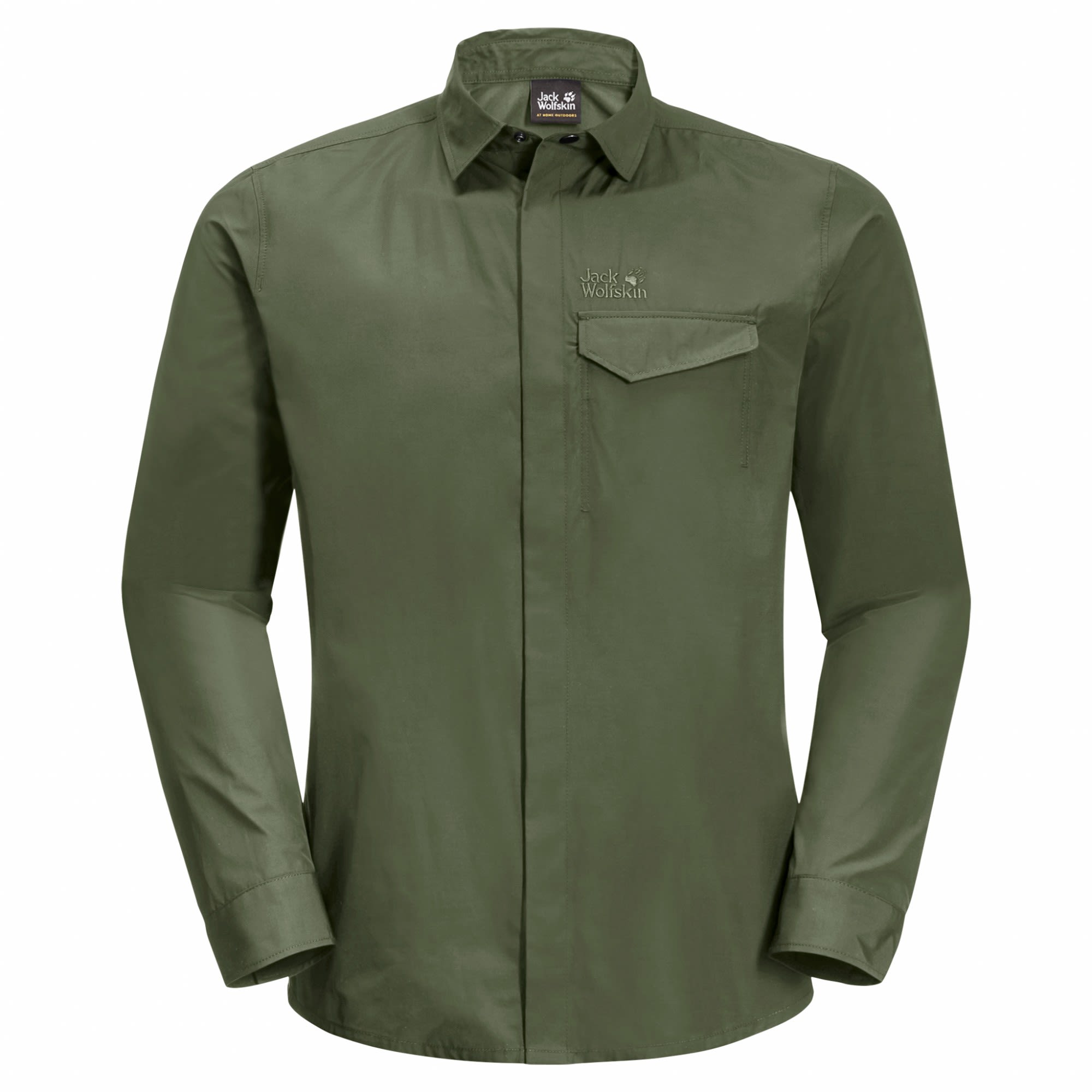 Jack Wolfskin Lakeside Roll-Up Shirt Oliv- Male Langarm-Hemden- Grsse M - Farbe Greenwood