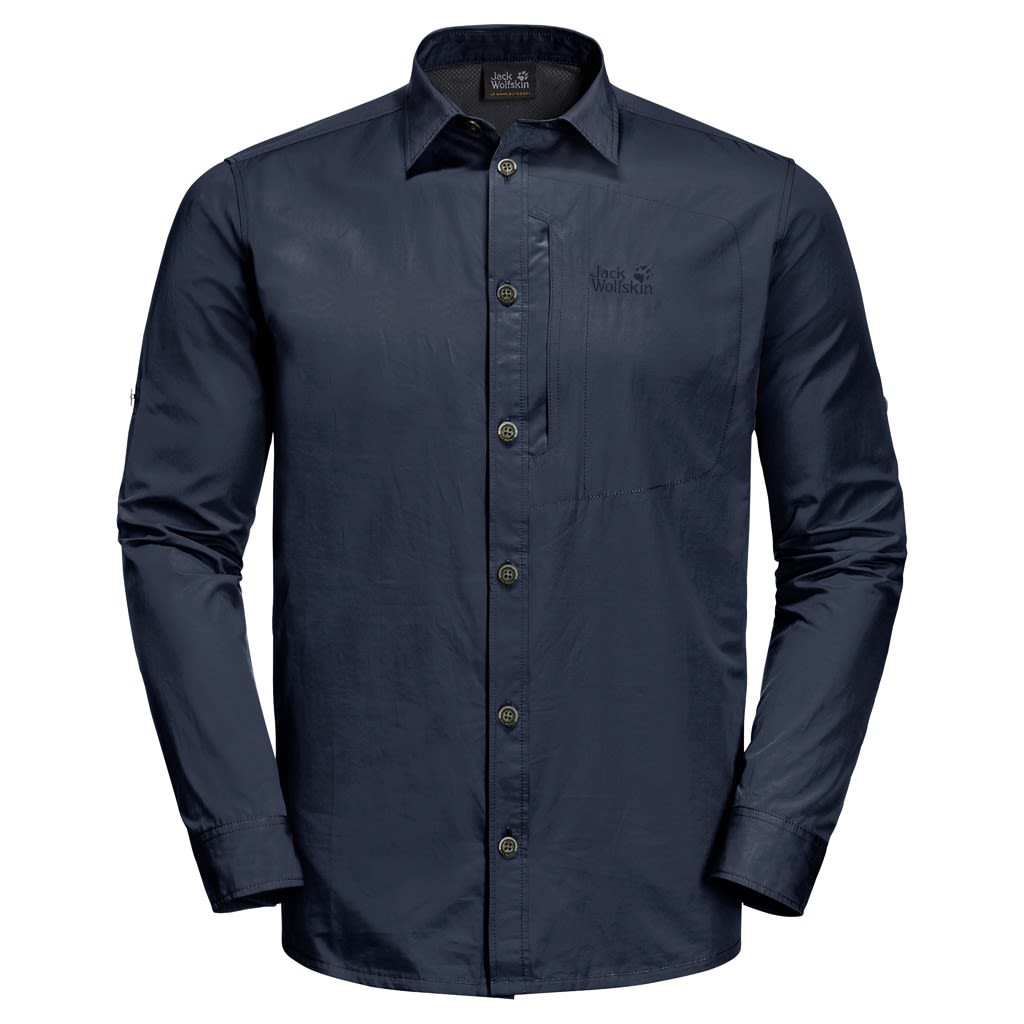 Jack Wolfskin Lakeside Roll-Up Shirt (Vorgngermodell) Blau- Male Hemden- Grsse S - Farbe Night Blue