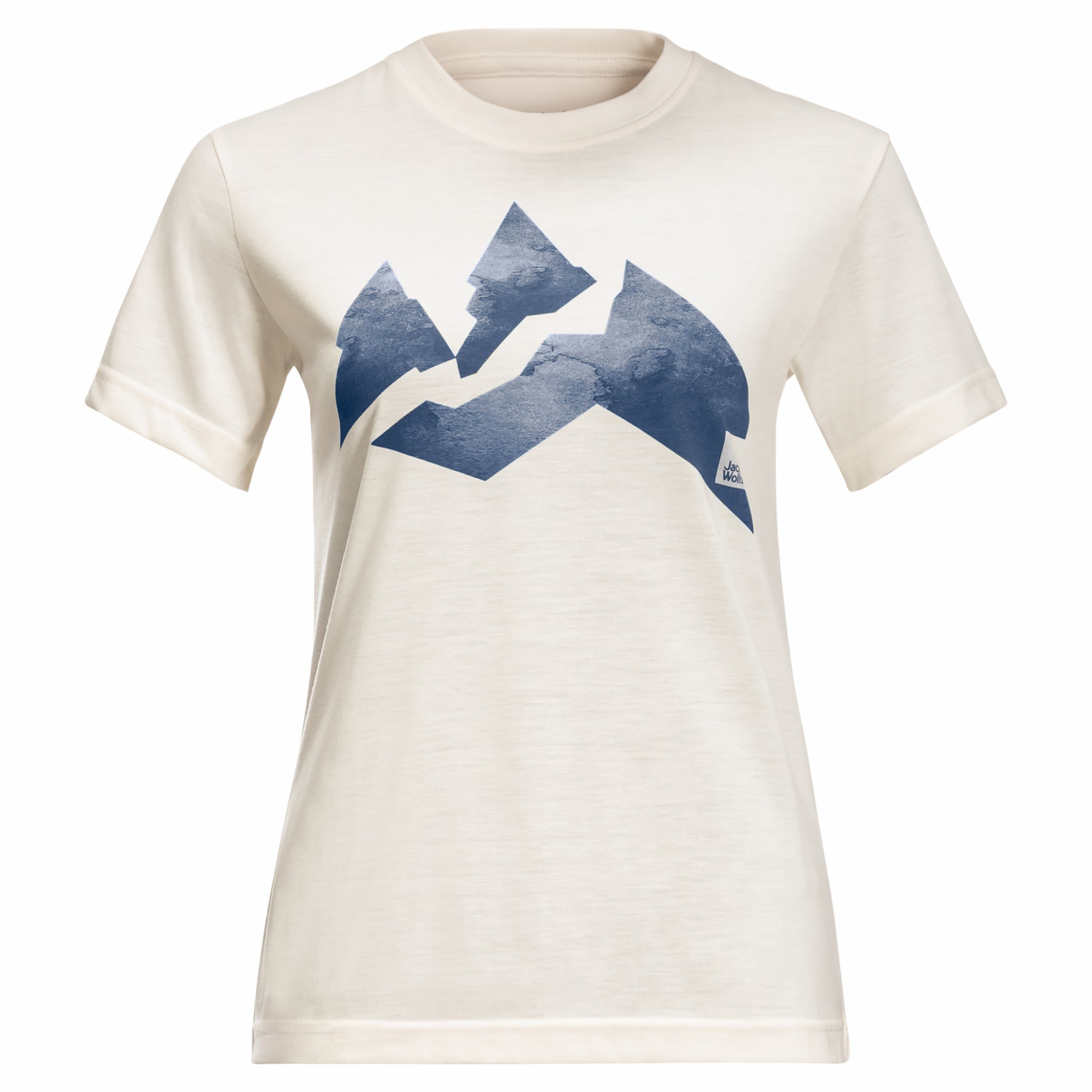 Jack Wolfskin Nature Mountain Tee Weiss- Female Kurzarm-Shirts- Grsse XS - Farbe Cotton White - Blue
