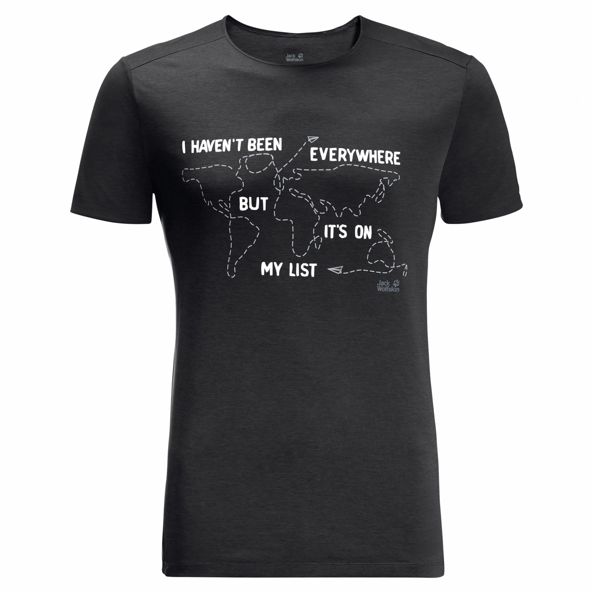 Jack Wolfskin Pack und GO Travel Tee Schwarz- Male Kurzarm-Shirts- Grsse S - Farbe Black
