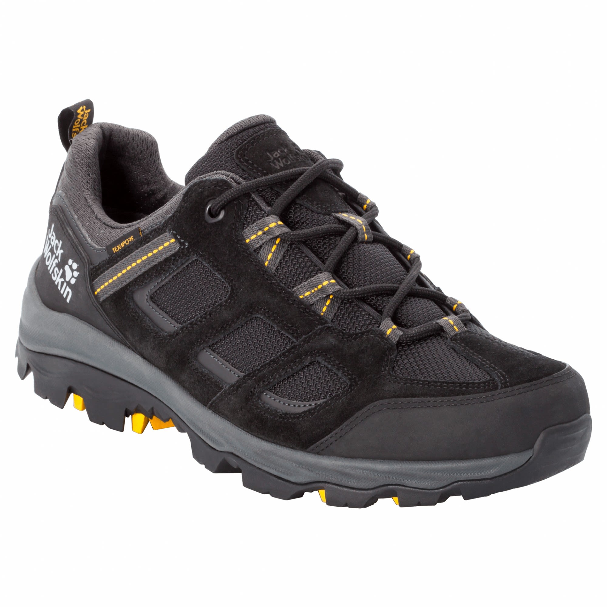 Jack Wolfskin Vojo 3 Texapore Low Schwarz- Male Hiking- und Approach-Schuhe- Grsse EU 39-5 - Farbe Black - Burly Yellow XT