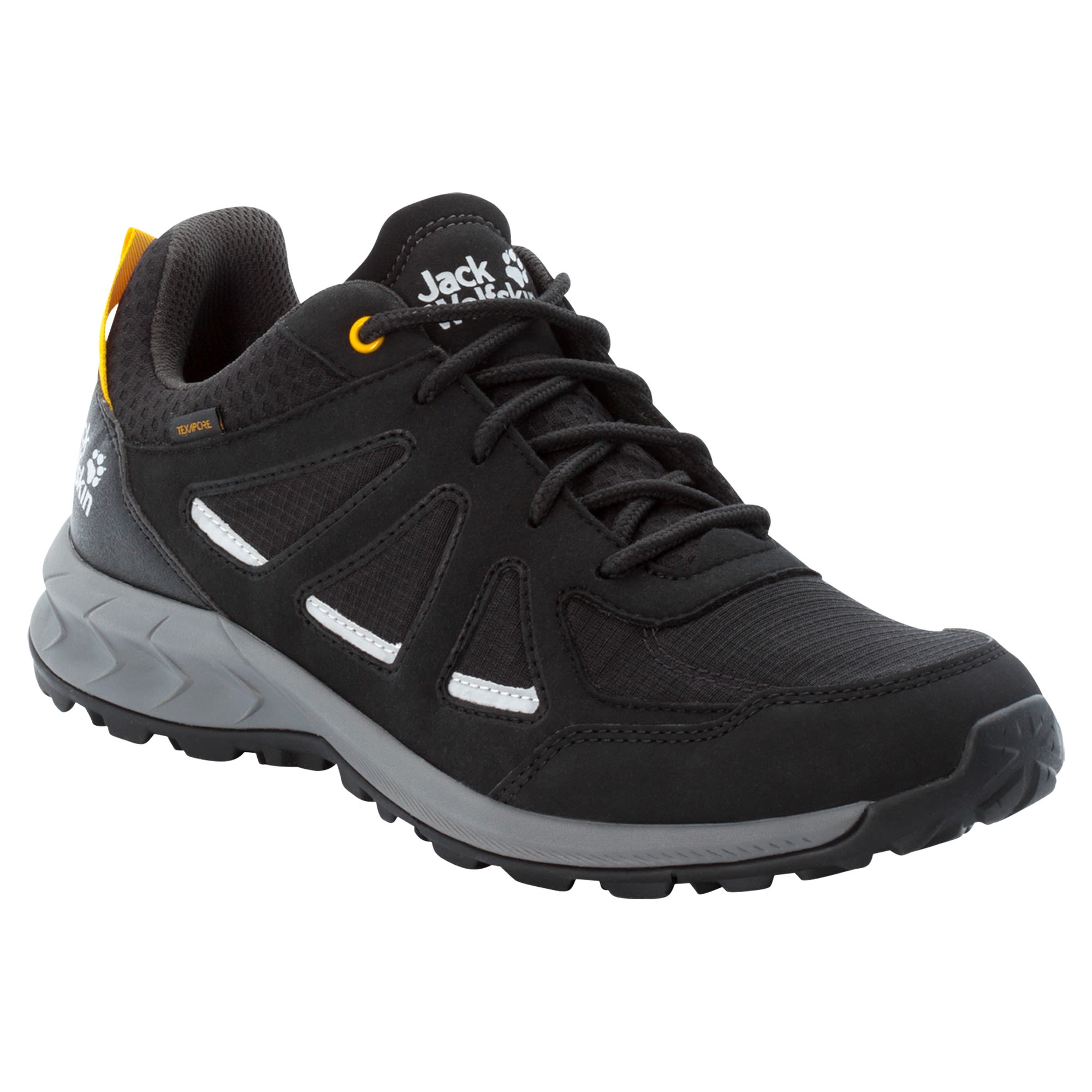 Jack Wolfskin Woodland 2 Texapore Low Schwarz- Male Hiking- und Approach-Schuhe- Grsse EU 40 - Farbe Black - Burly Yellow