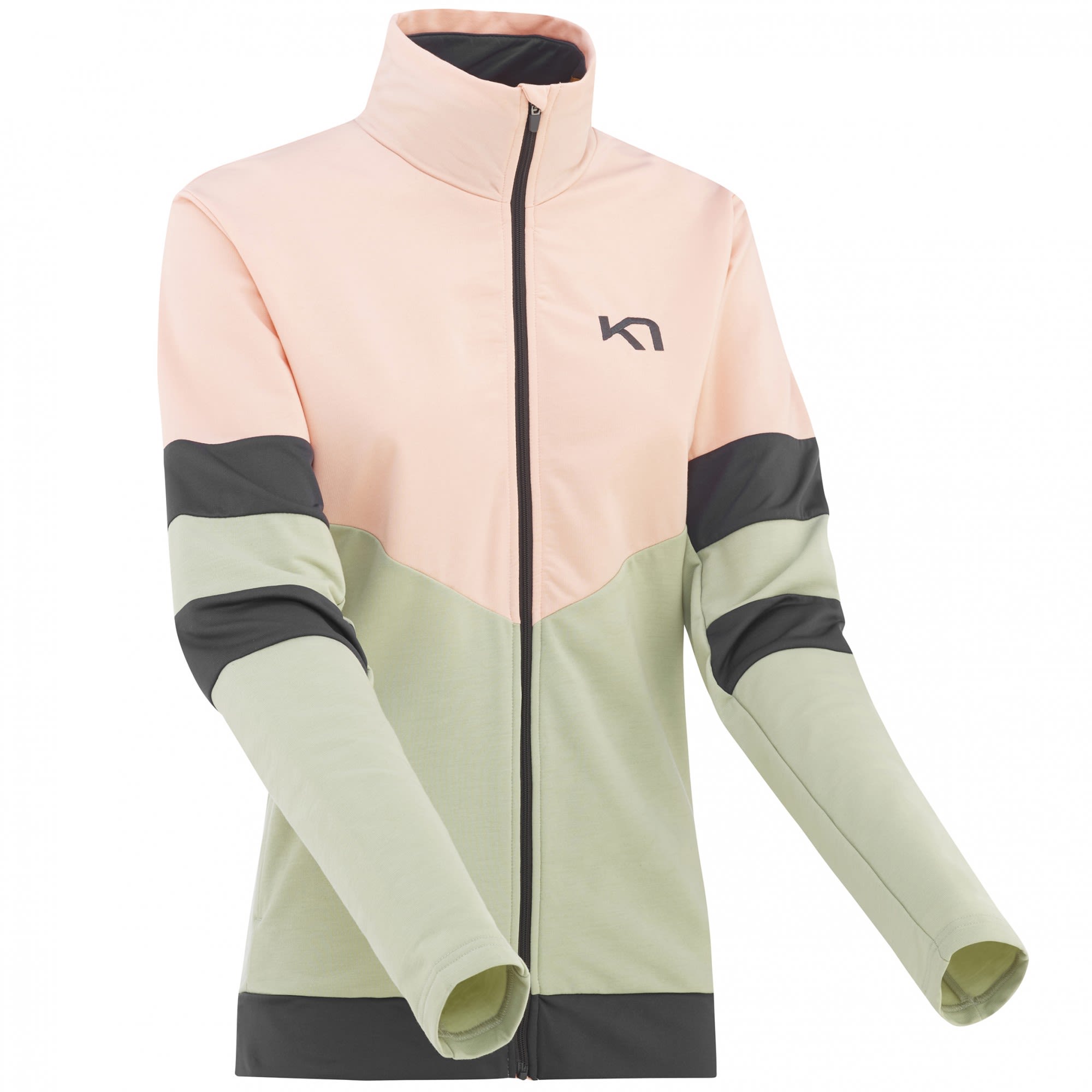 Kari Traa Agnes Midlayer Jacket Colorblock - Grn - Pink- Female Anoraks- Grsse XS - Farbe Fair