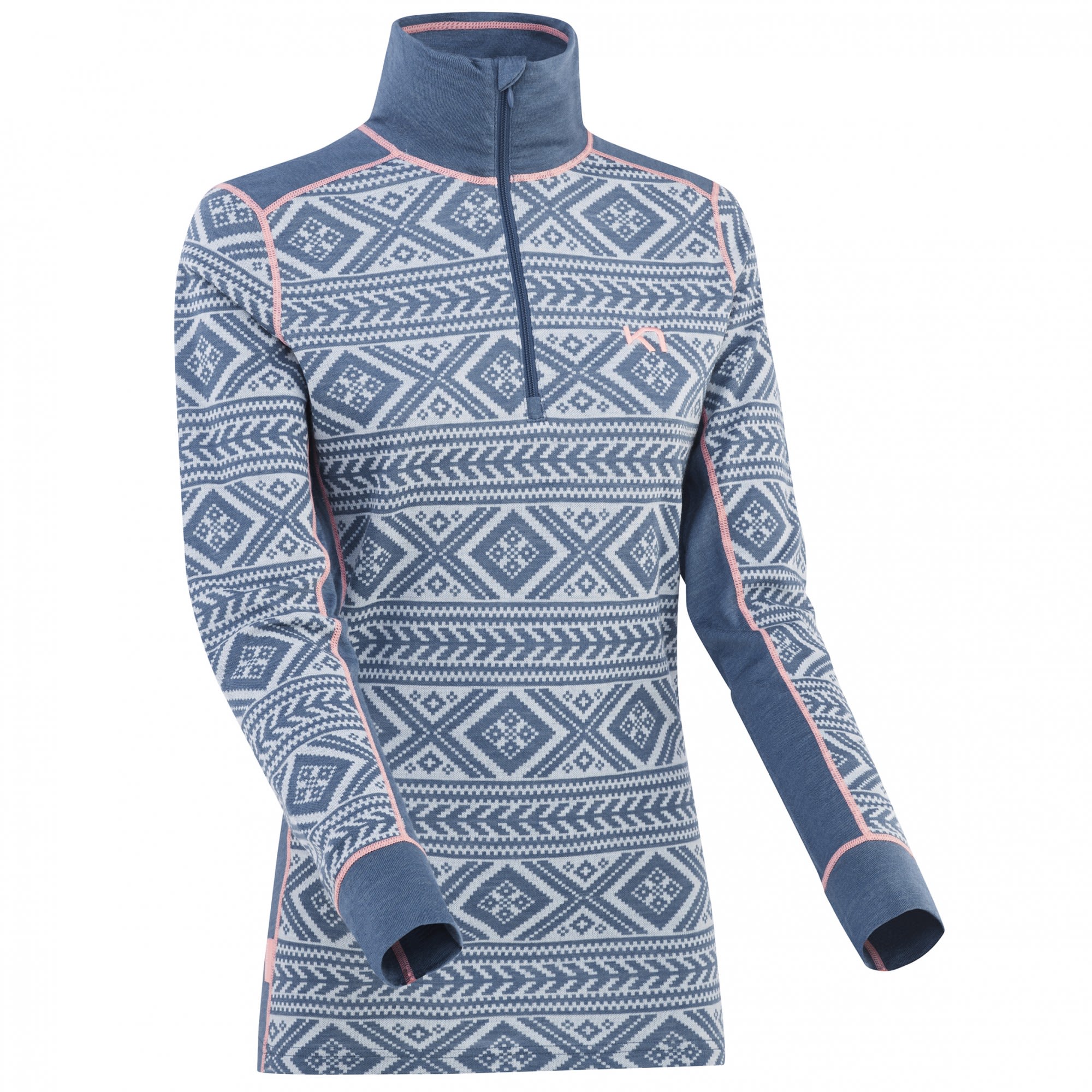 Kari Traa Floke Half-Zip Blau- Female Merino Langarm-Shirts- Grsse XS - Farbe Sail