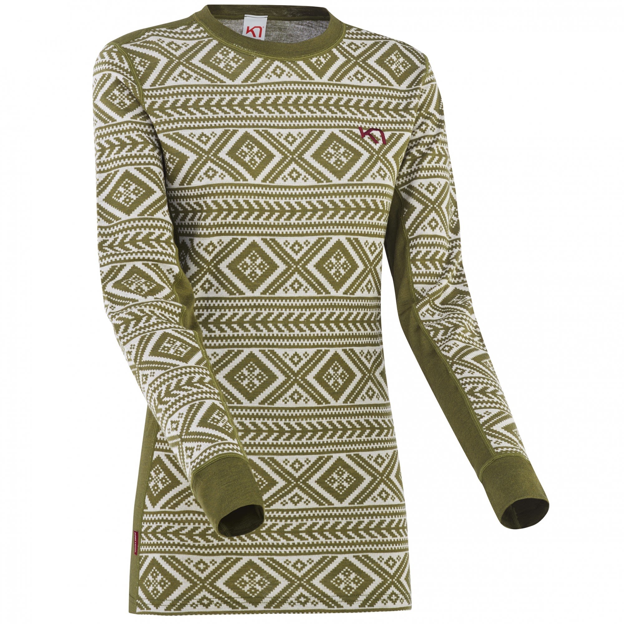 Kari Traa Floke Long-Sleeve Grn- Female Merino Langarm-Shirts- Grsse S - Farbe Tweed
