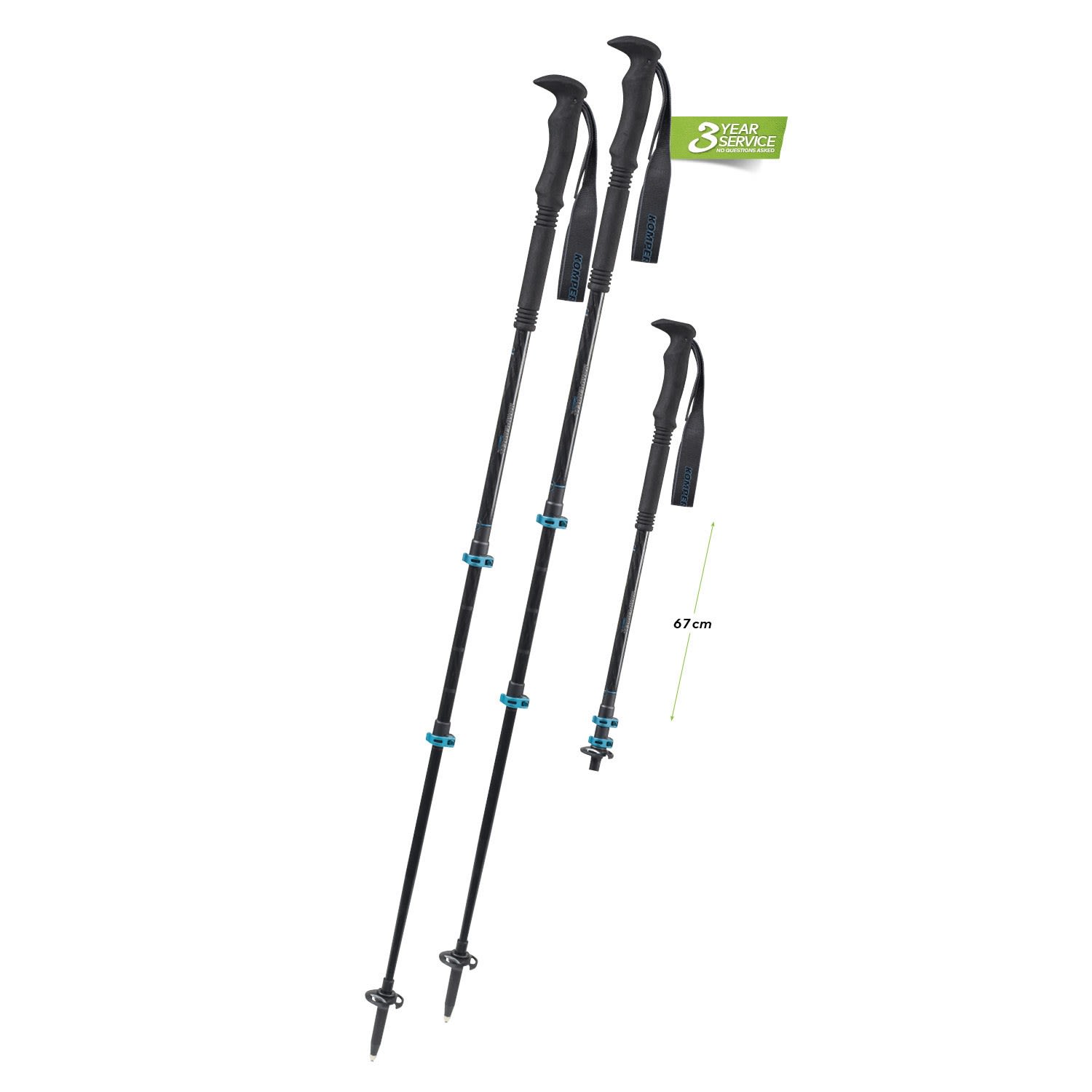 Komperdell Carbon C3 Pro Schwarz- Wander- und Trekkingstcke- Grsse 105 - 140 cm - Farbe Black - Blue