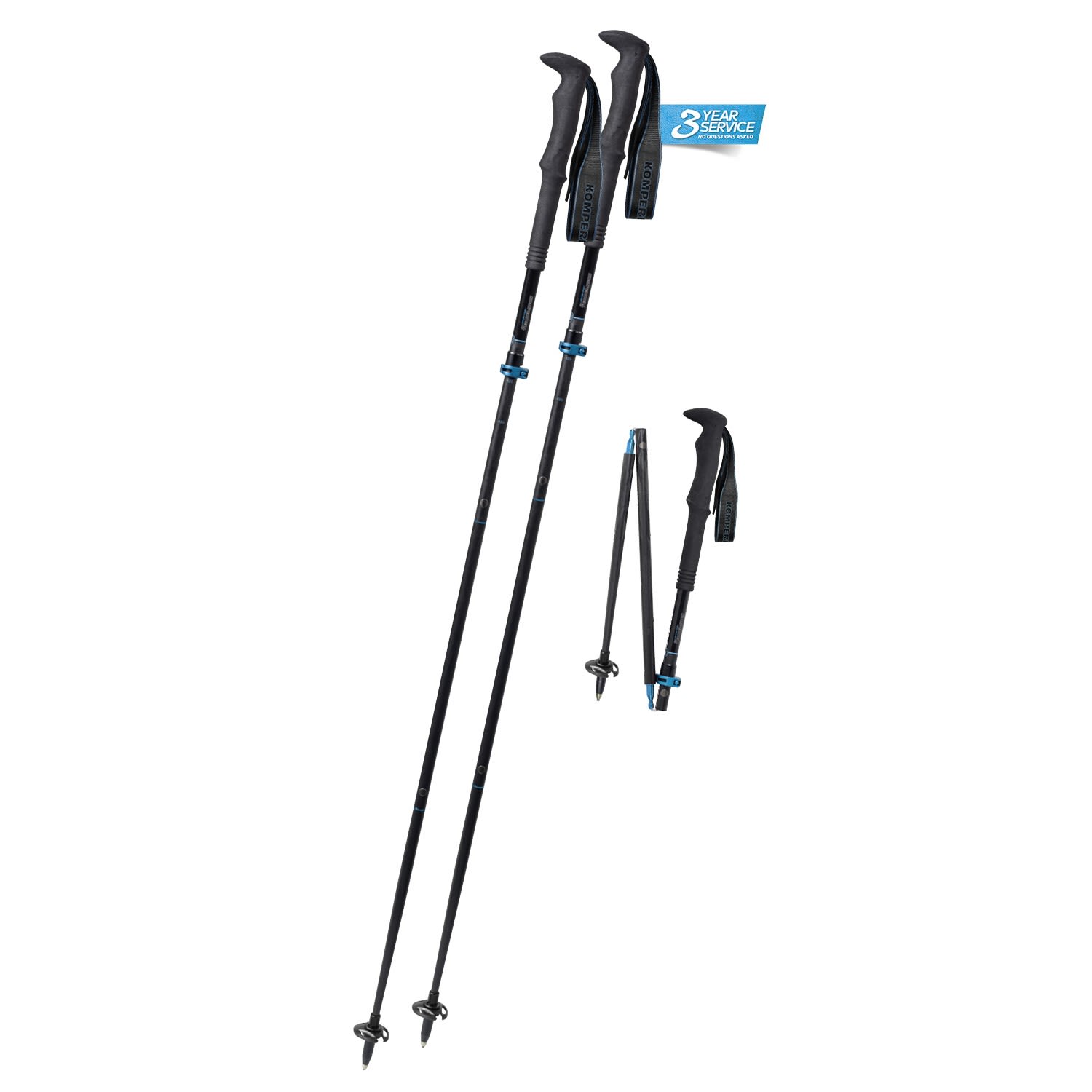 Komperdell Carbon FXP Approach Vario Schwarz- Wander- und Trekkingstcke- Grsse 115-135 cm - Farbe Black - Blue unter Komperdell