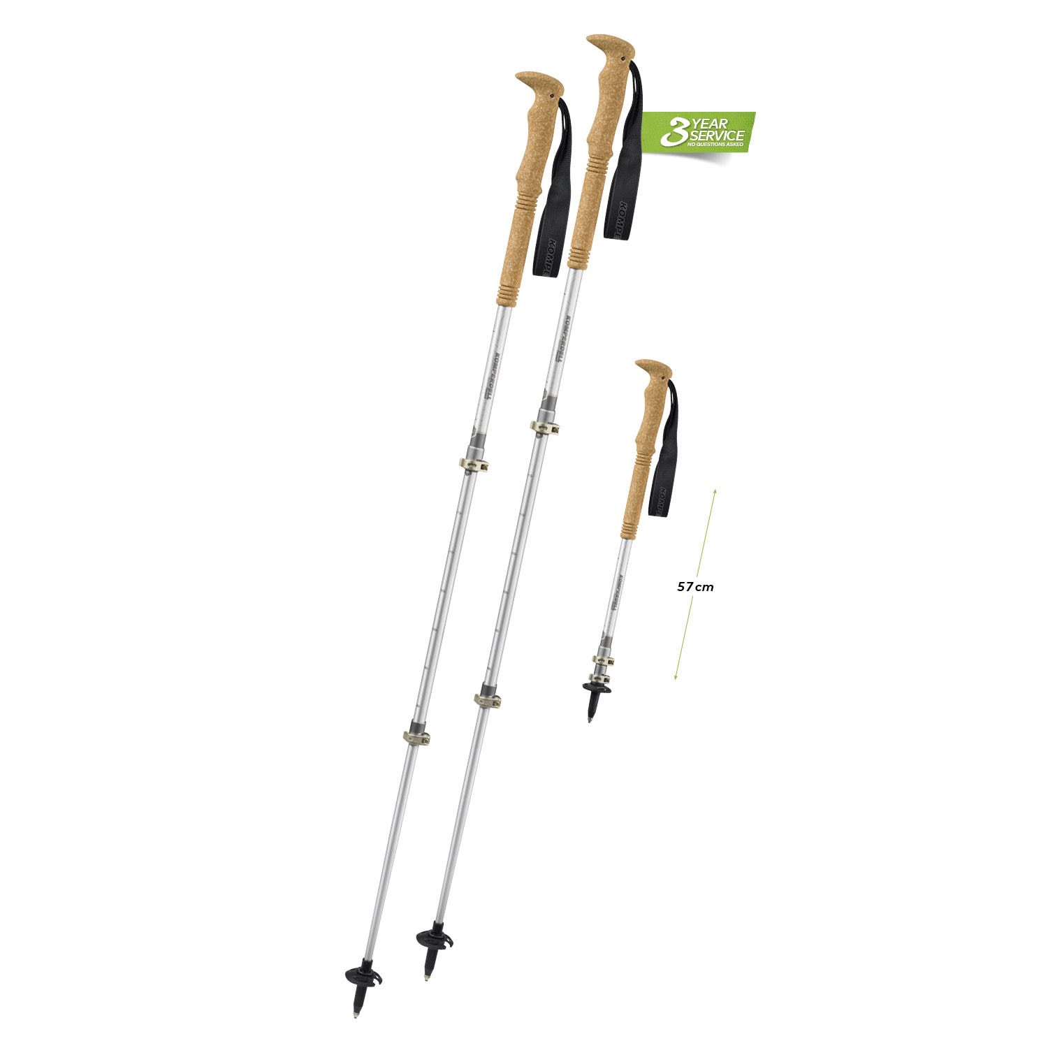 Komperdell Explorer Compact Cork Grau- Wander- und Trekkingstcke- Grsse 90 - 120 cm - Farbe Silver - Titan