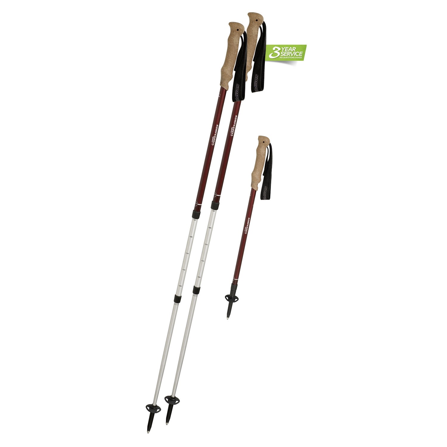 Komperdell Highlander Cork Grau - Rot- Wander- und Trekkingstcke- Grsse 105 - 140 cm - Farbe Dark Red - Silver unter Komperdell