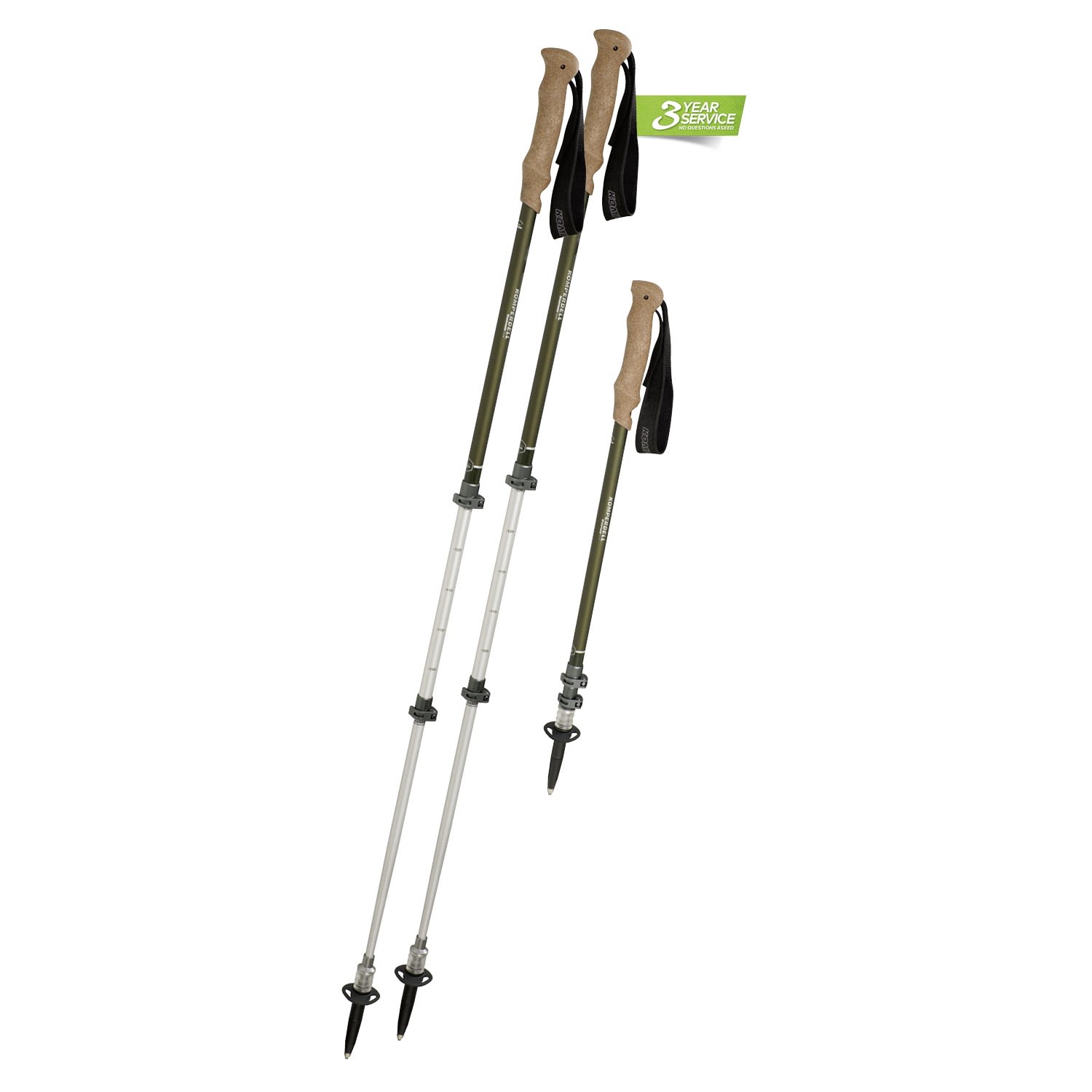 Komperdell Shockmaster Cork Powerlock Grn- Wander- und Trekkingstcke- Grsse 105 - 140 cm - Farbe Mossgreen