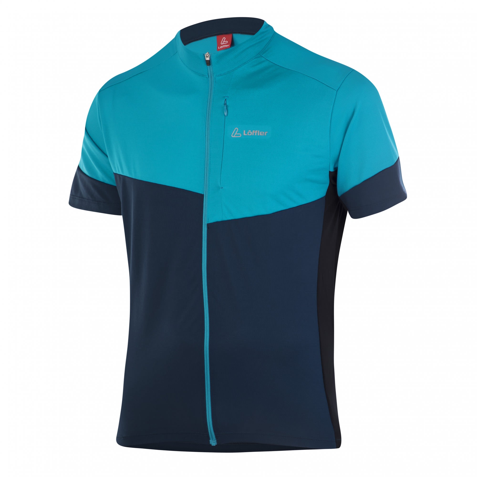 Lffler Bike Shirt Full-Zip Block Blau- Male Kurzarm-Shirts- Grsse 50 - Farbe Blue Lake