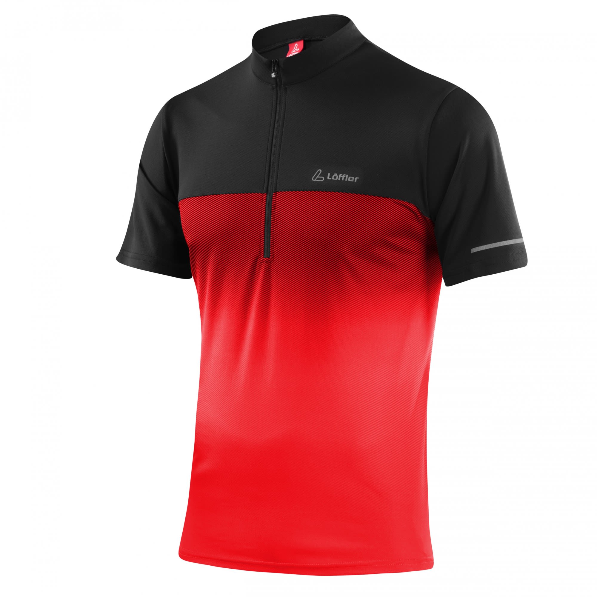 Lffler Bike Shirt HZ Flow Colorblock - Rot - Schwarz- Male T-Shirts- Grsse 48 - Farbe Red