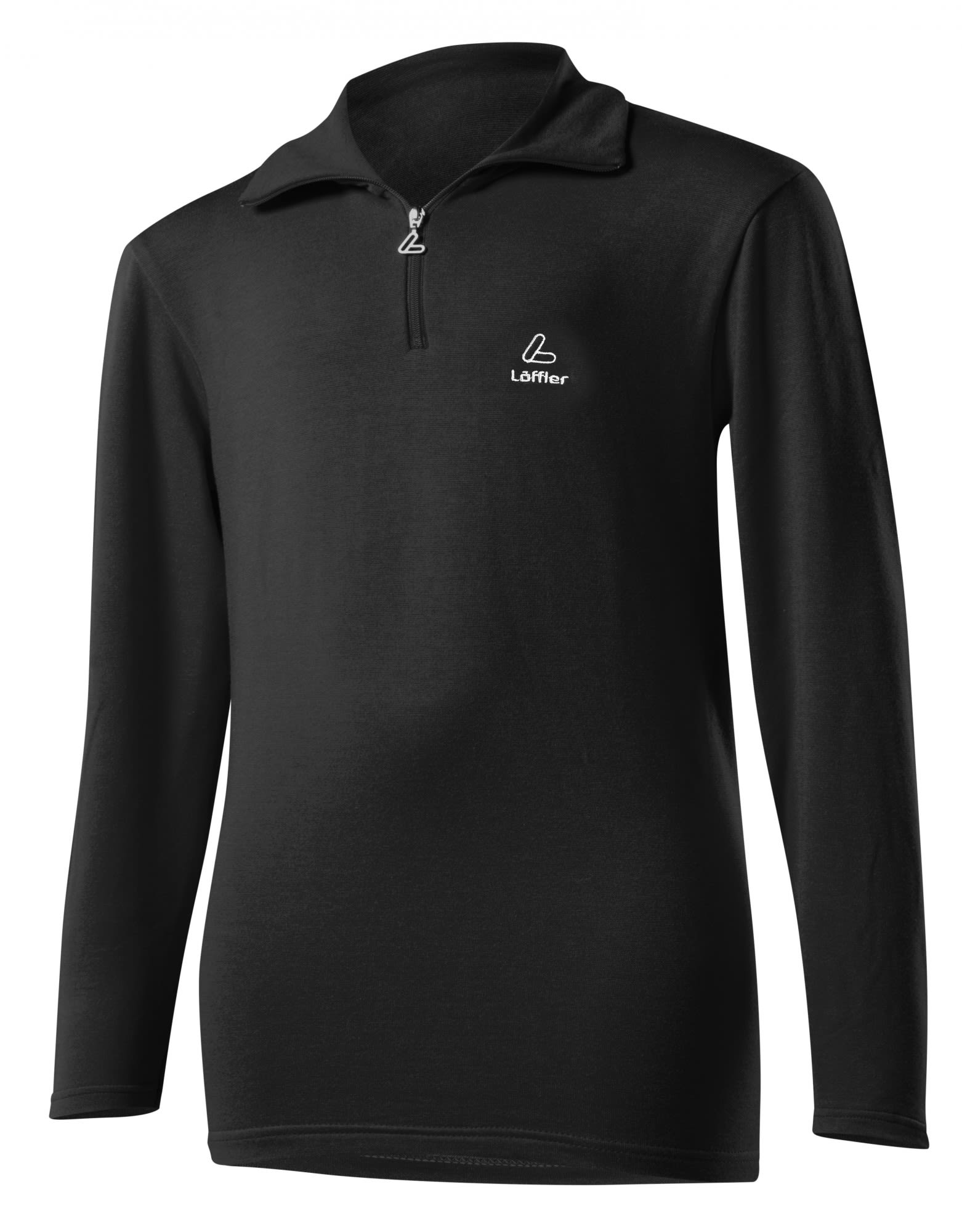 Lffler Kids Transtex Zip-Rolli Basic Schwarz- Langarm-Shirts- Grsse 128 - Farbe Schwarz