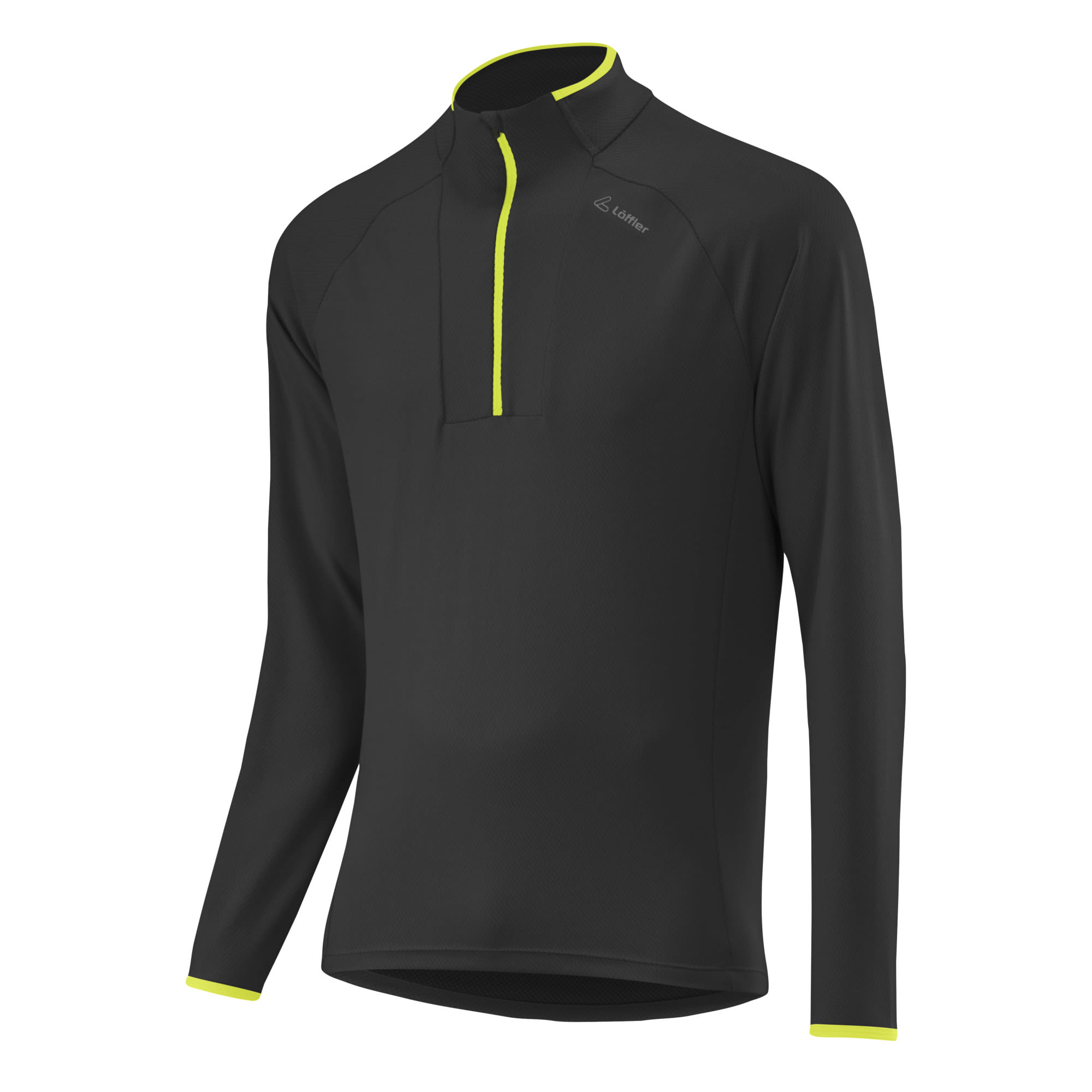 Lffler Midlayer Transtex Waffle Schwarz- Male Langarm-Shirts- Grsse 50 - Farbe Black - Light Green
