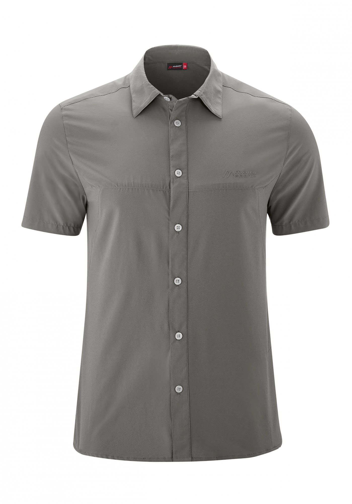 Maier Sports Sinnes Tec S-S bergrsse Grau- Male Kurzarm-Hemden- Grsse 60 - Farbe Pewter