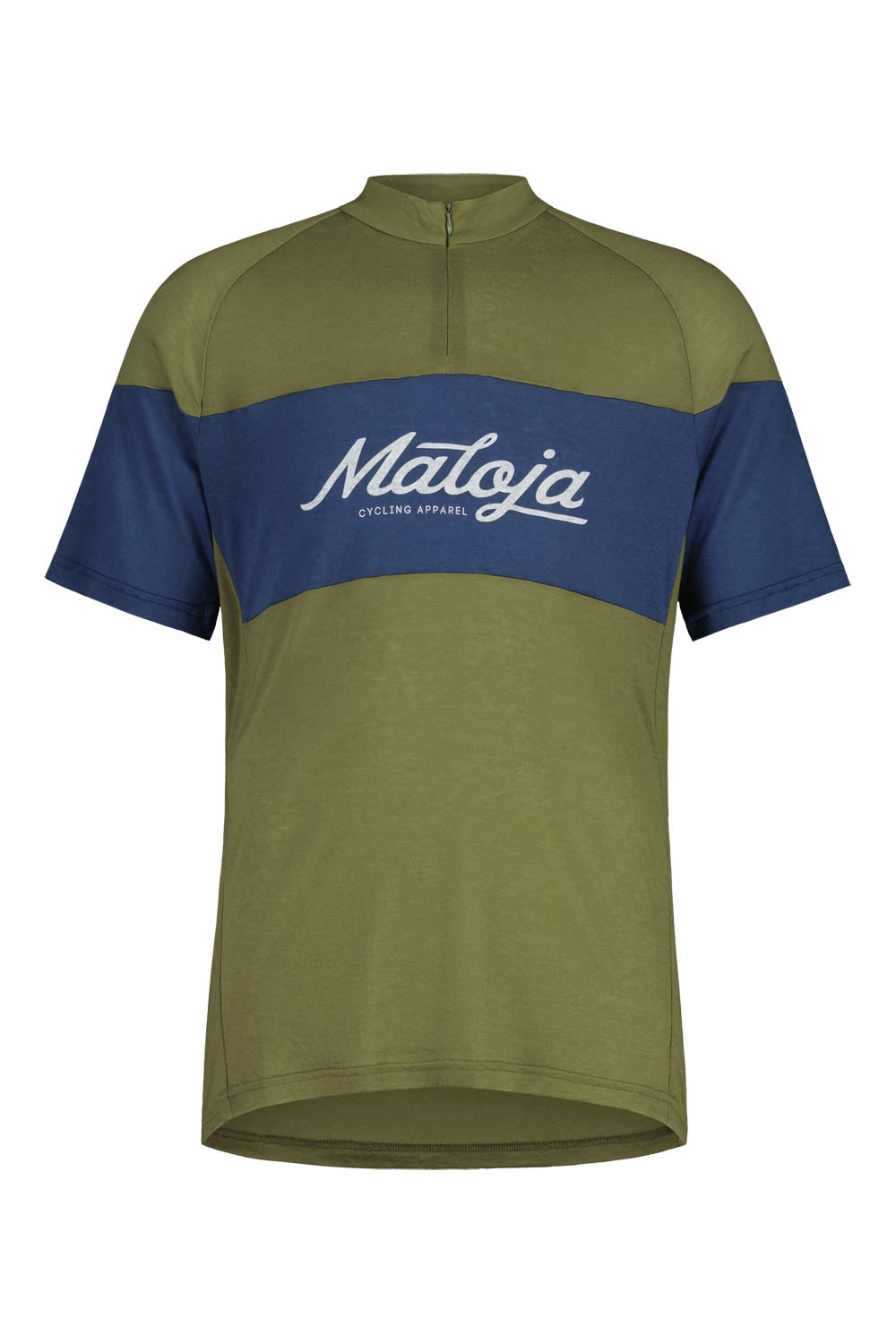 Maloja Bergkieferm- Trikot Colorblock - Grn- Male Merino Kurzarm-Radtrikots- Grsse M - Farbe Moss Multi