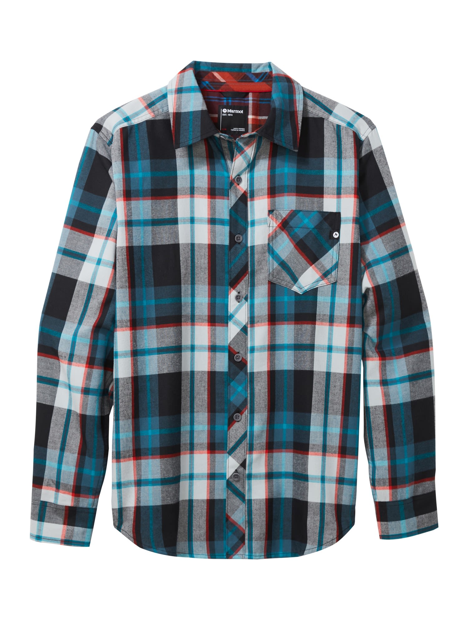 Marmot Anderson Lightweight Flannel Long-Sleeve Kariert - Schwarz - Weiss- Male Langarm-Hemden- Grsse S - Farbe Black