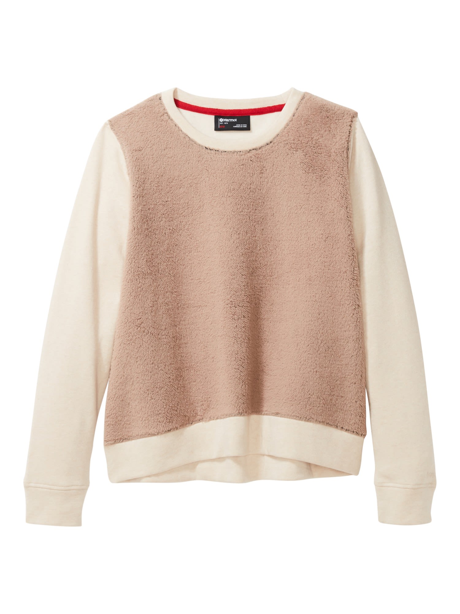 Marmot CN Sherpa Sweatshirt Colorblock - Beige - Braun- Female Fleece- und Powerstretch-Pullover- Grsse S - Farbe Papyrus Heather - Sea Salt