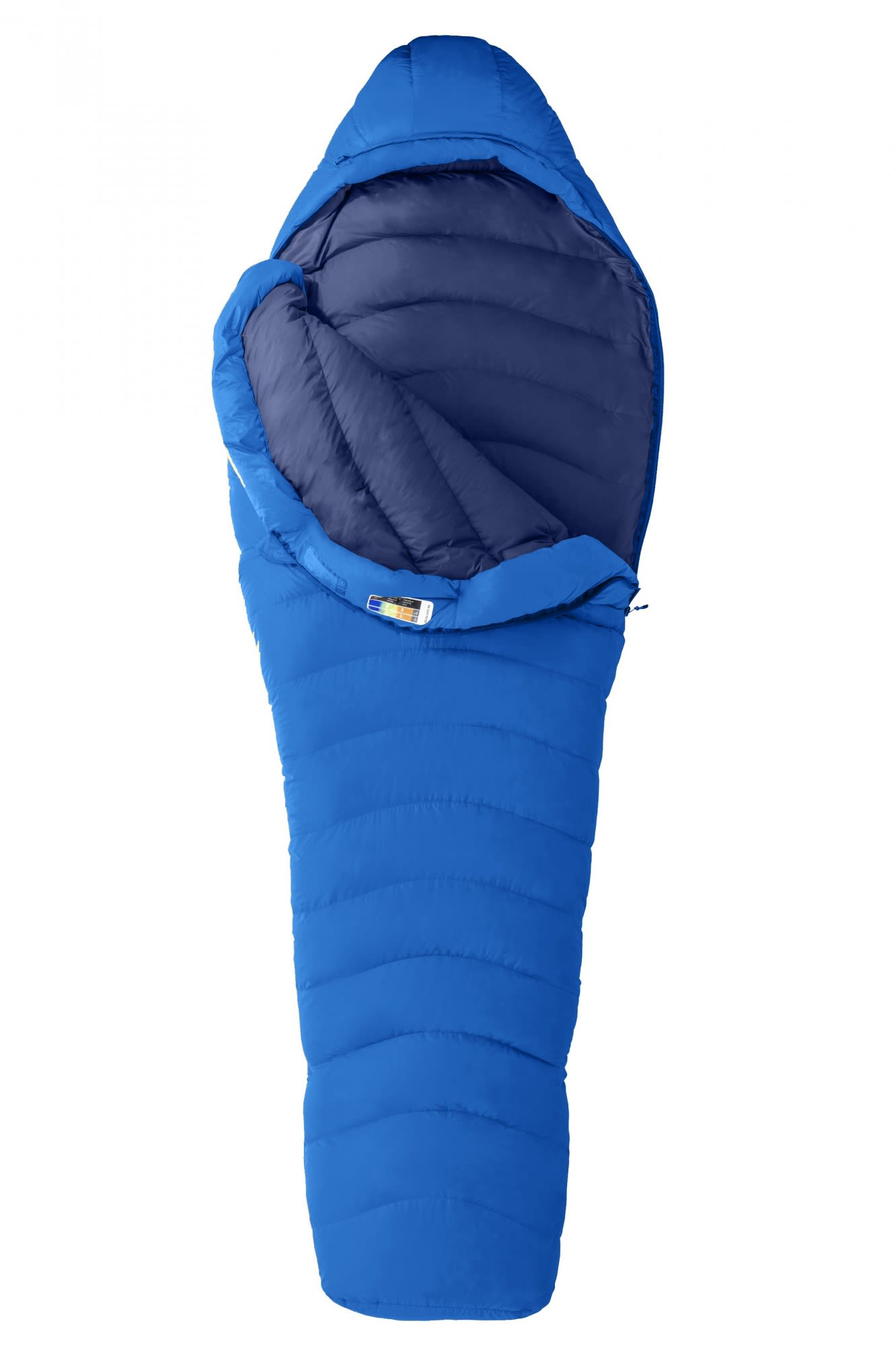 Marmot Helium Long Blau- Daunen Daunenschlafscke- Grsse 222 cm - RV links - Farbe Ceylon Blue - Arctic Navy