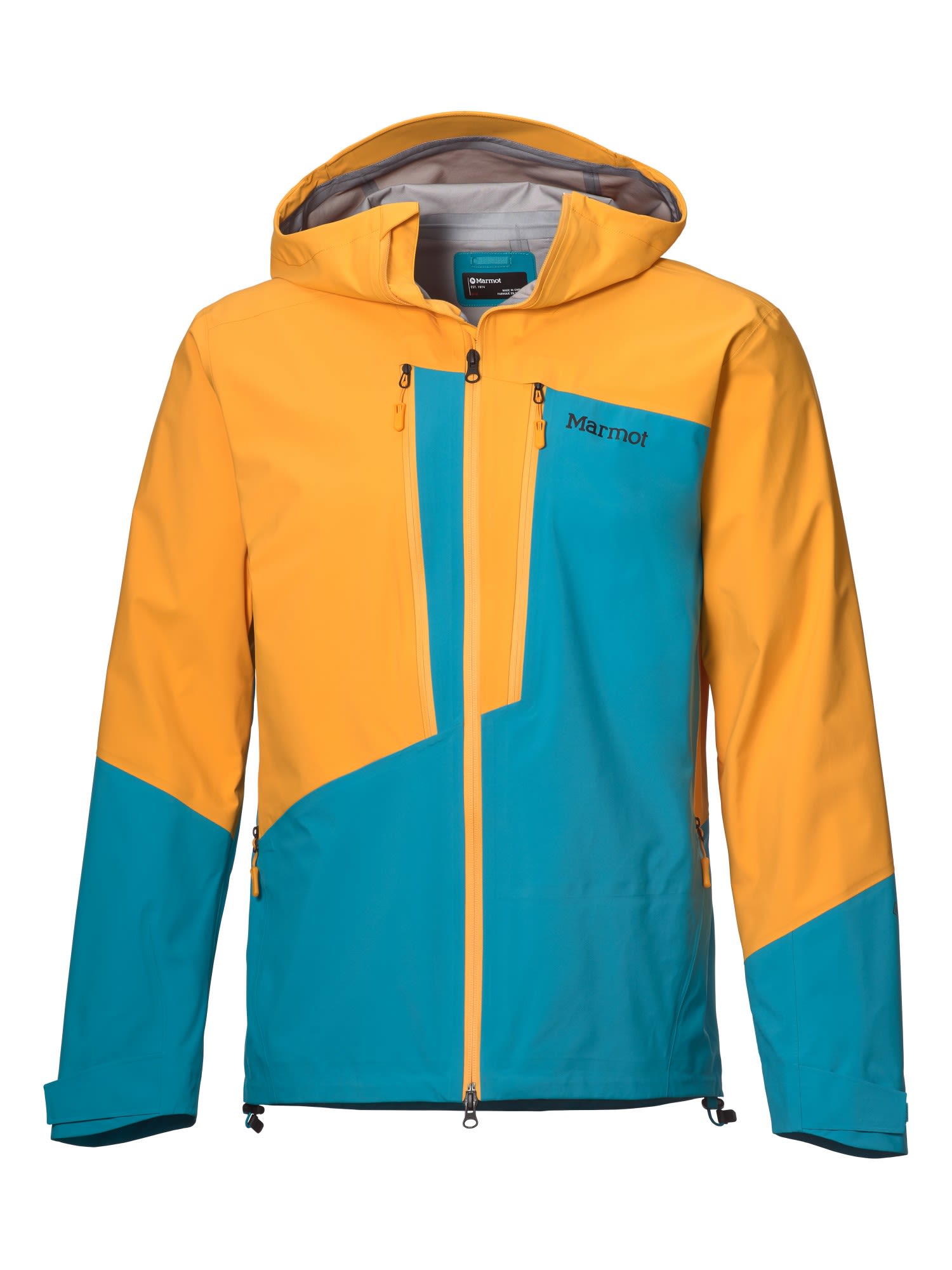 Marmot Huntley Jacket Colorblock - Blau - Gelb- Male Gore-Tex(R) Ponchos und Capes- Grsse XL - Farbe Solar - Enamel Blue