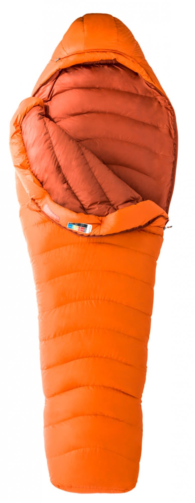 Marmot Lithium Long Orange- Daunen Daunenschlafscke- Grsse 222 cm - RV links - Farbe Red Sun - Picante unter Marmot
