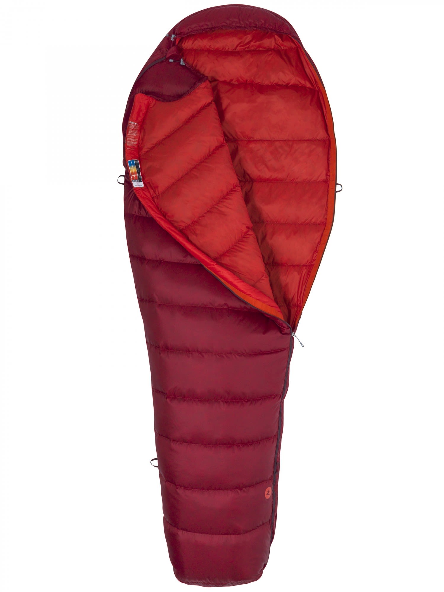 Marmot Micron 40 Regular Rot- Daunen Daunenschlafscke- Grsse 208 cm - RV links - Farbe Sienna Red - Tomato