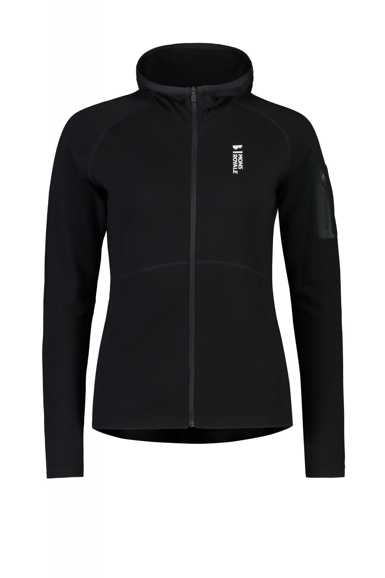 Mons Royale Ascend Midi Full Zip Hood Schwarz- Female Merino Winterjacken- Grsse XS - Farbe Black