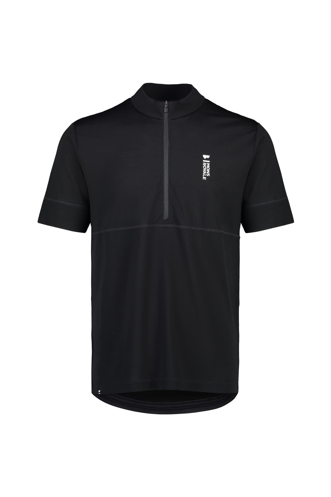 Mons Royale Cadence Half Zip Schwarz- Male Merino Kurzarm-Shirts- Grsse M - Farbe Black