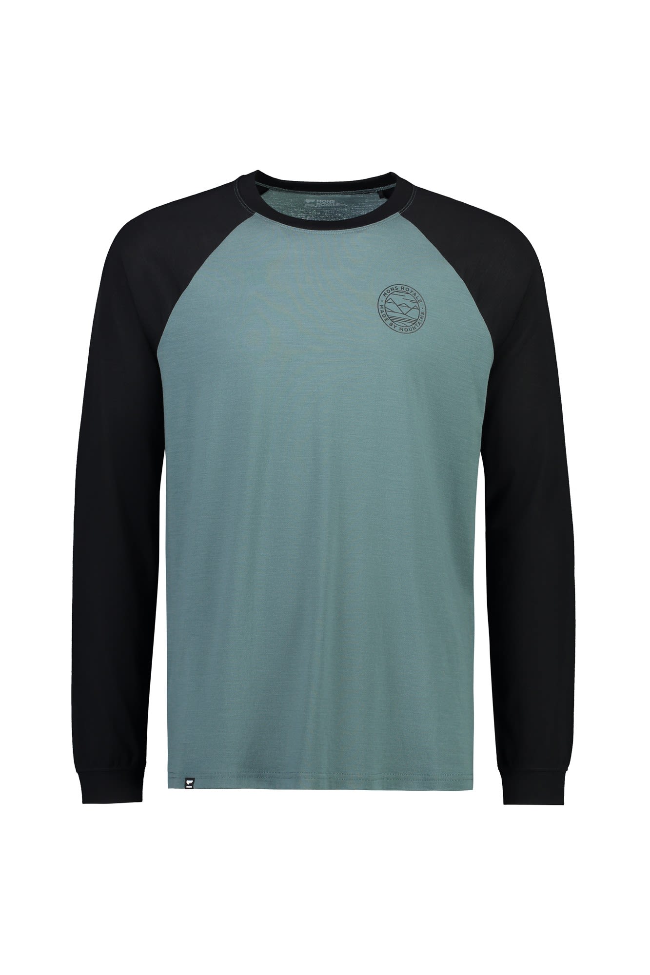 Mons Royale Icon Raglan Colorblock - Grn- Male Merino Langarm-Shirts- Grsse S - Farbe Burnt Sage - Black