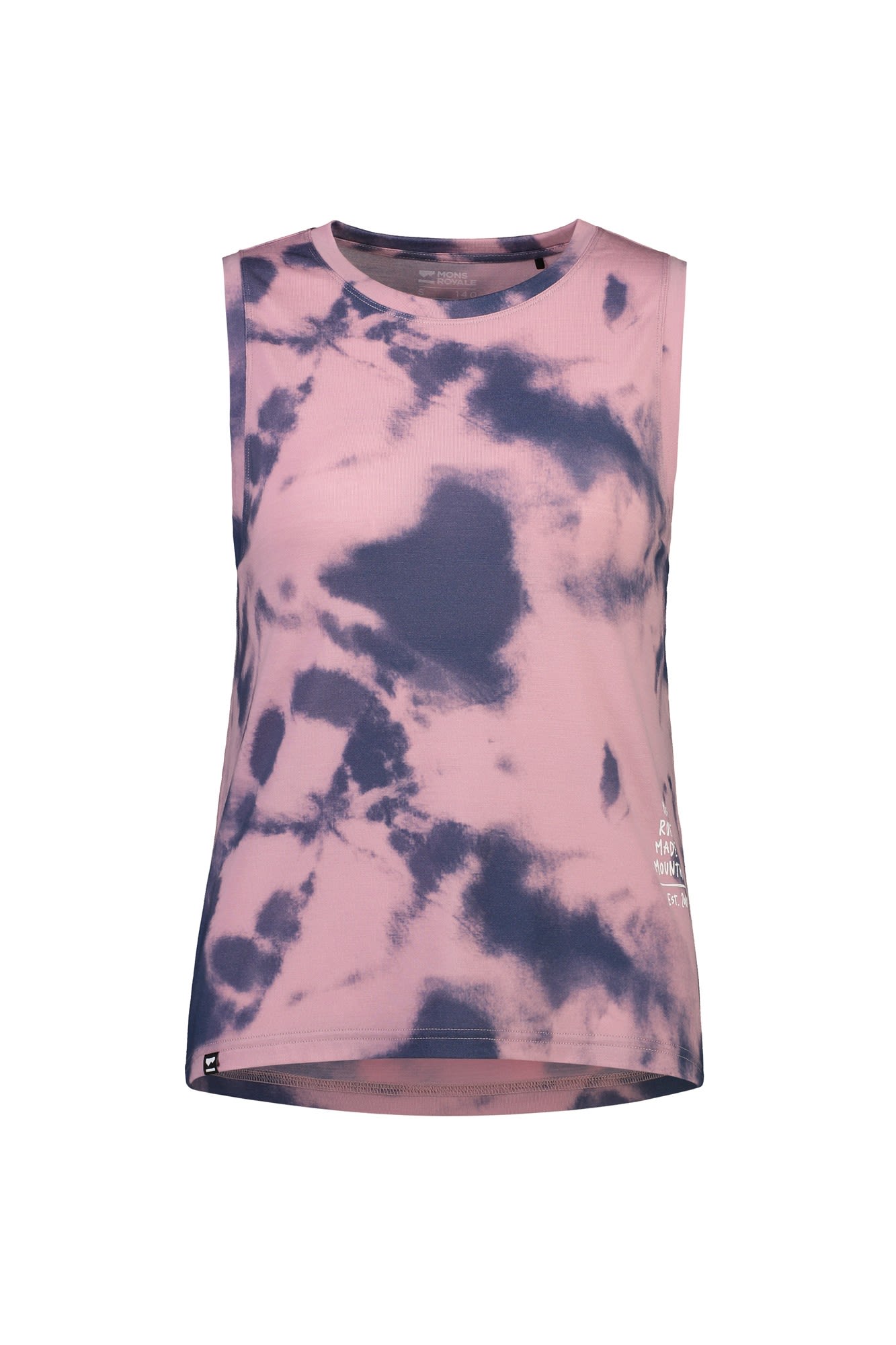 Mons Royale Icon Relaxed Tank TIE Dyed Pink- Female Merino T-Shirts- Grsse S - Farbe Denim Tie Dye