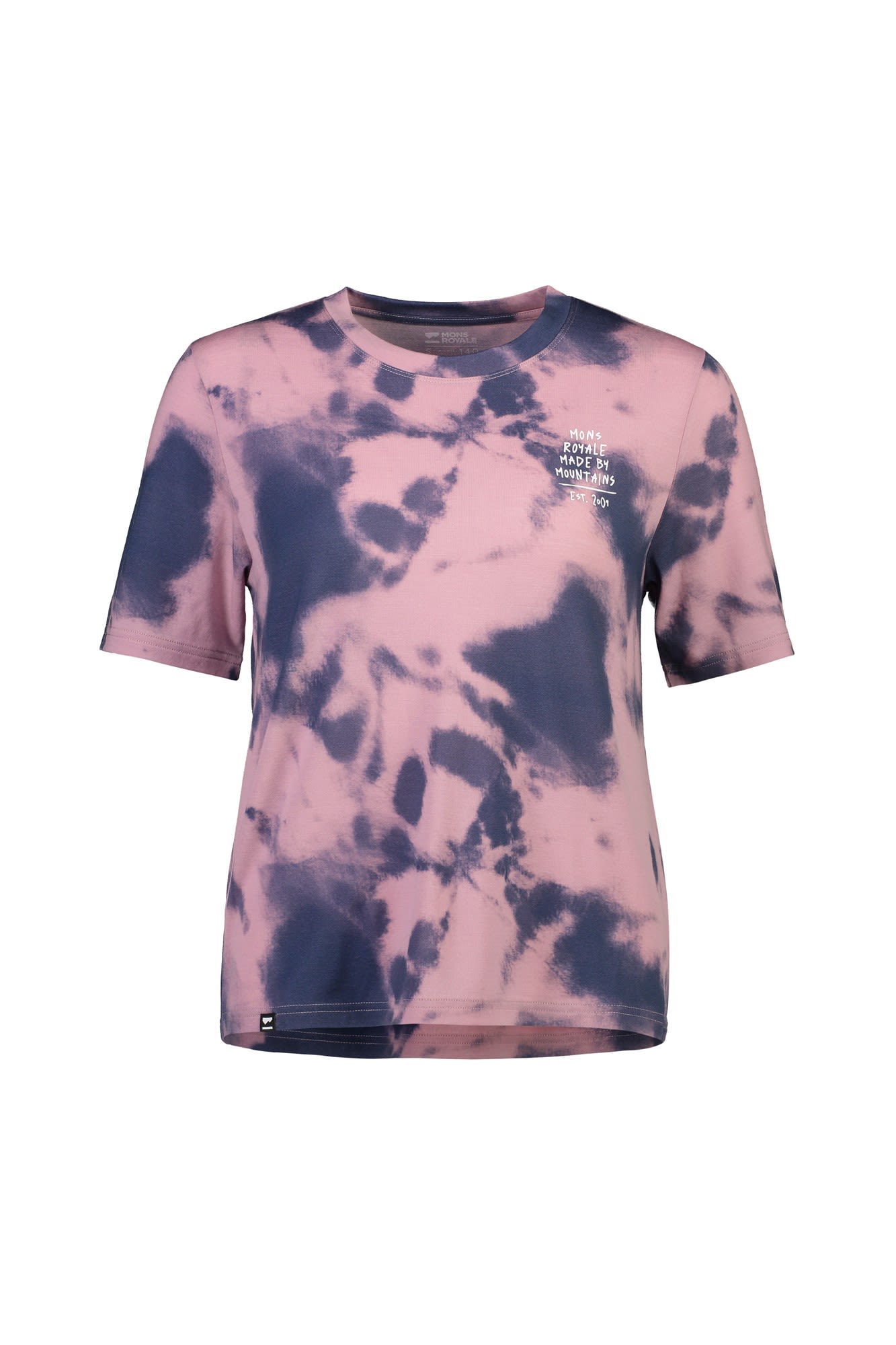 Mons Royale Icon Relaxed Tee TIE Dyed Pink- Female Merino T-Shirts- Grsse S - Farbe Denim Tie Dye