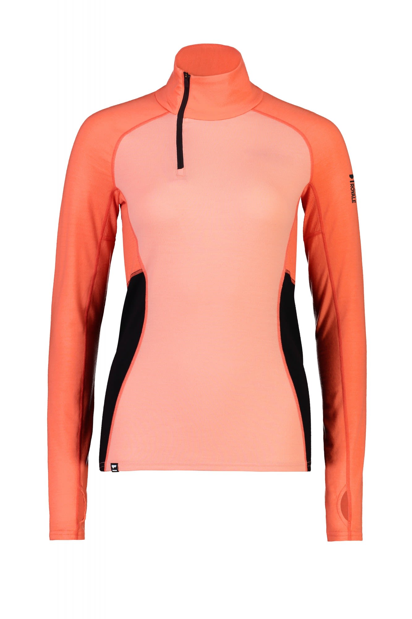 Mons Royale Olympus Half Zip Colorblock - Orange- Female Merino Langarm-Shirts- Grsse M - Farbe High Vis
