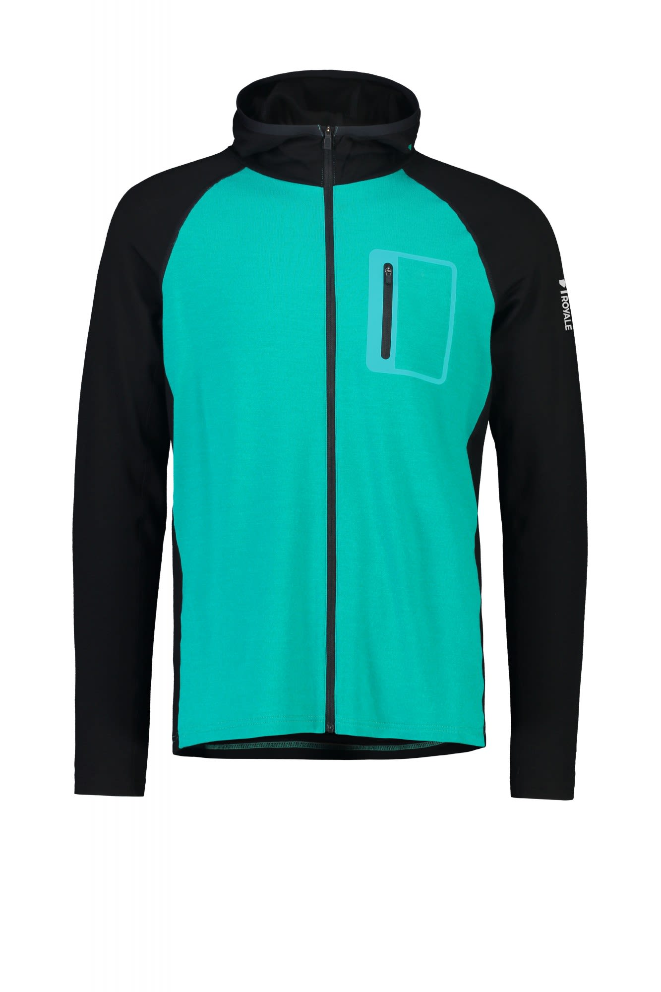 Mons Royale Traverse Midi Full Zip Hood Colorblock- Male Merino Winterjacken- Grsse XL - Farbe Marina - Black