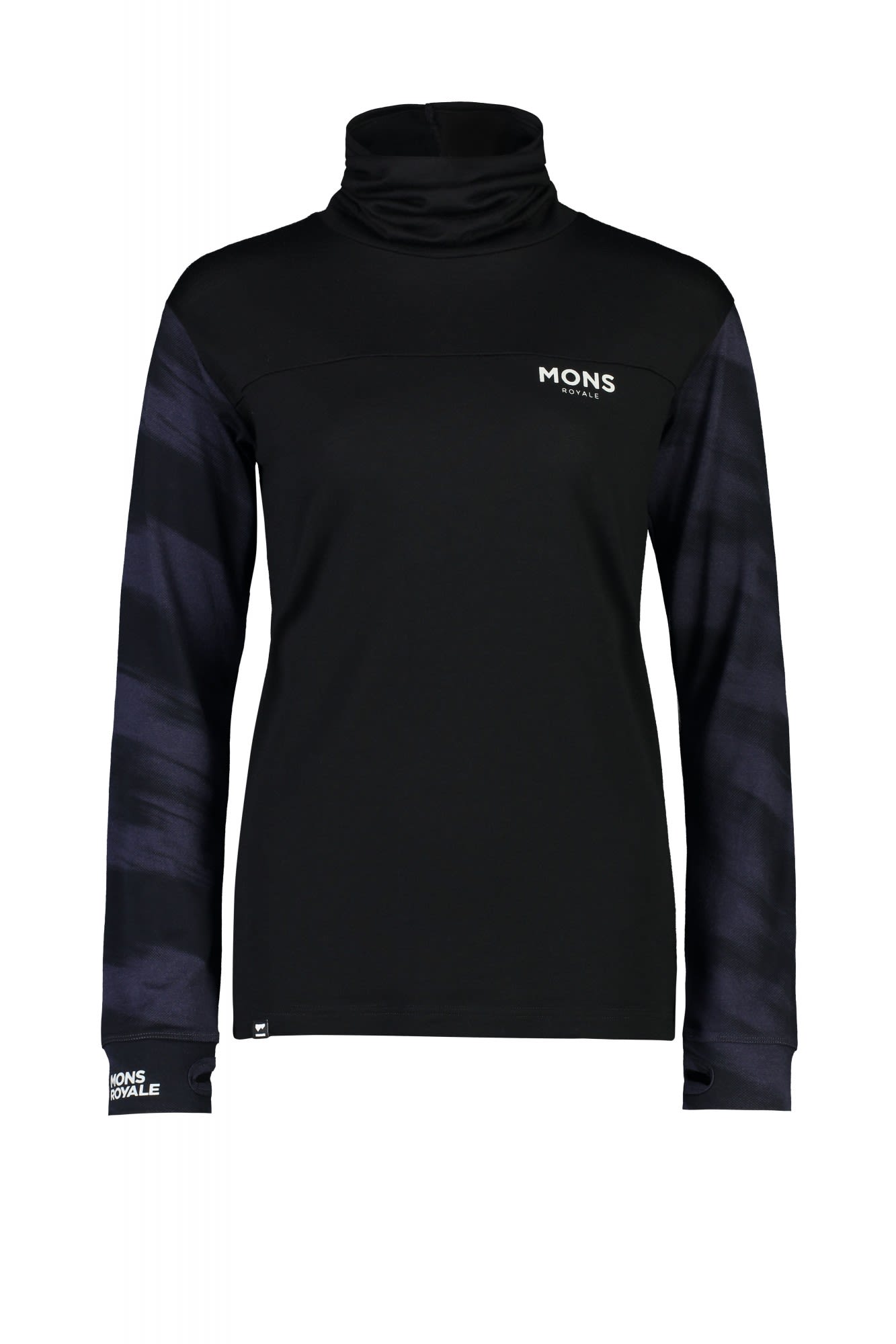 Mons Royale Yotei BF High Neck Schwarz- Female Merino Langarm-Shirts- Grsse S - Farbe Black - Motion 9