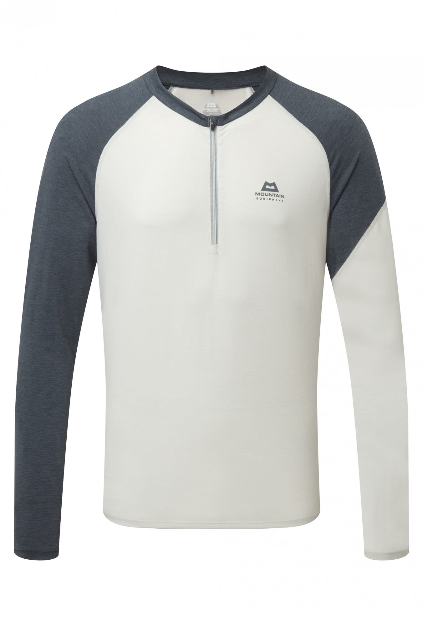 Mountain Equipment Nava Long-Sleeve Zip-T Weiss- Male Langarm-Shirts- Grsse XL - Farbe Glacier - Flint Grey