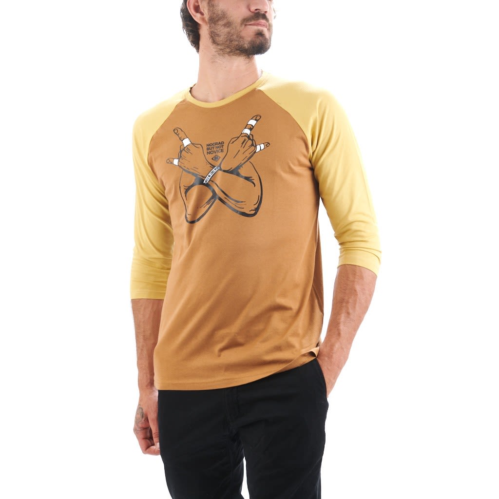 Nograd NOT Novice Colorblock - Braun - Gelb- Male Langarm-Shirts- Grsse S - Farbe Bronze