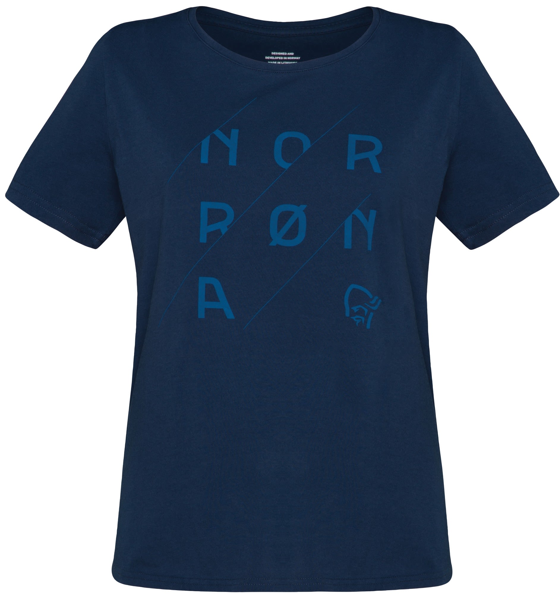 Norrona -29 Cotton Slant Logo T-Shirt Blau- Female Kurzarm-Shirts- Grösse XS - Farbe Indigo Night