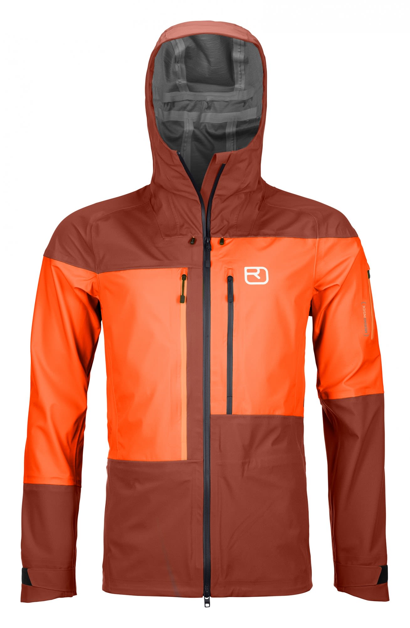 Ortovox 3L Guardian Shell Jacket Colorblock - Orange- Male Dermizax- Windbreaker- Grsse XL - Farbe Clay Orange