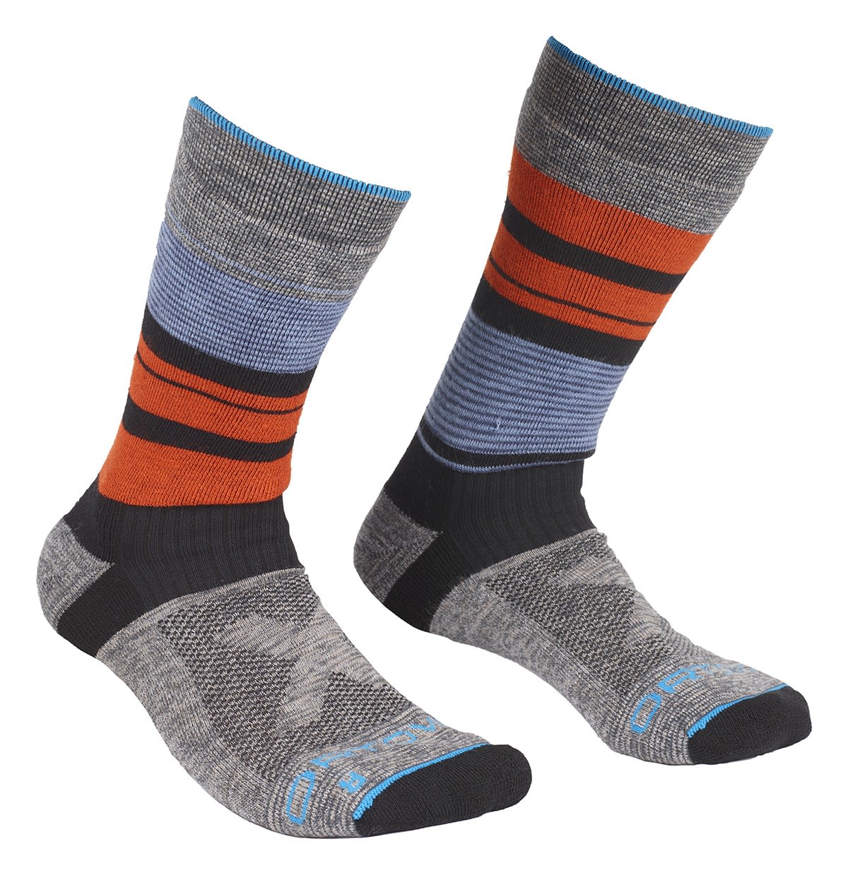 Ortovox All Mountain Mid Warm Socks Gestreift - Grau- Male Merino Socken- Grsse 39 - 41 - Farbe Multicolour