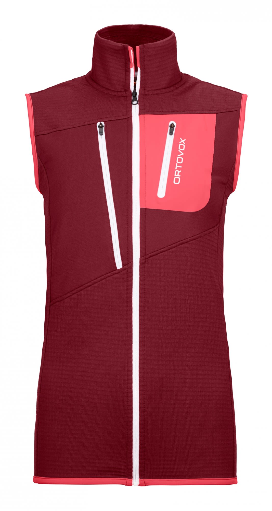 Ortovox Fleece Grid Vest Rot- Female Merino Fleecewesten- Grsse XS - Farbe Dark Blood