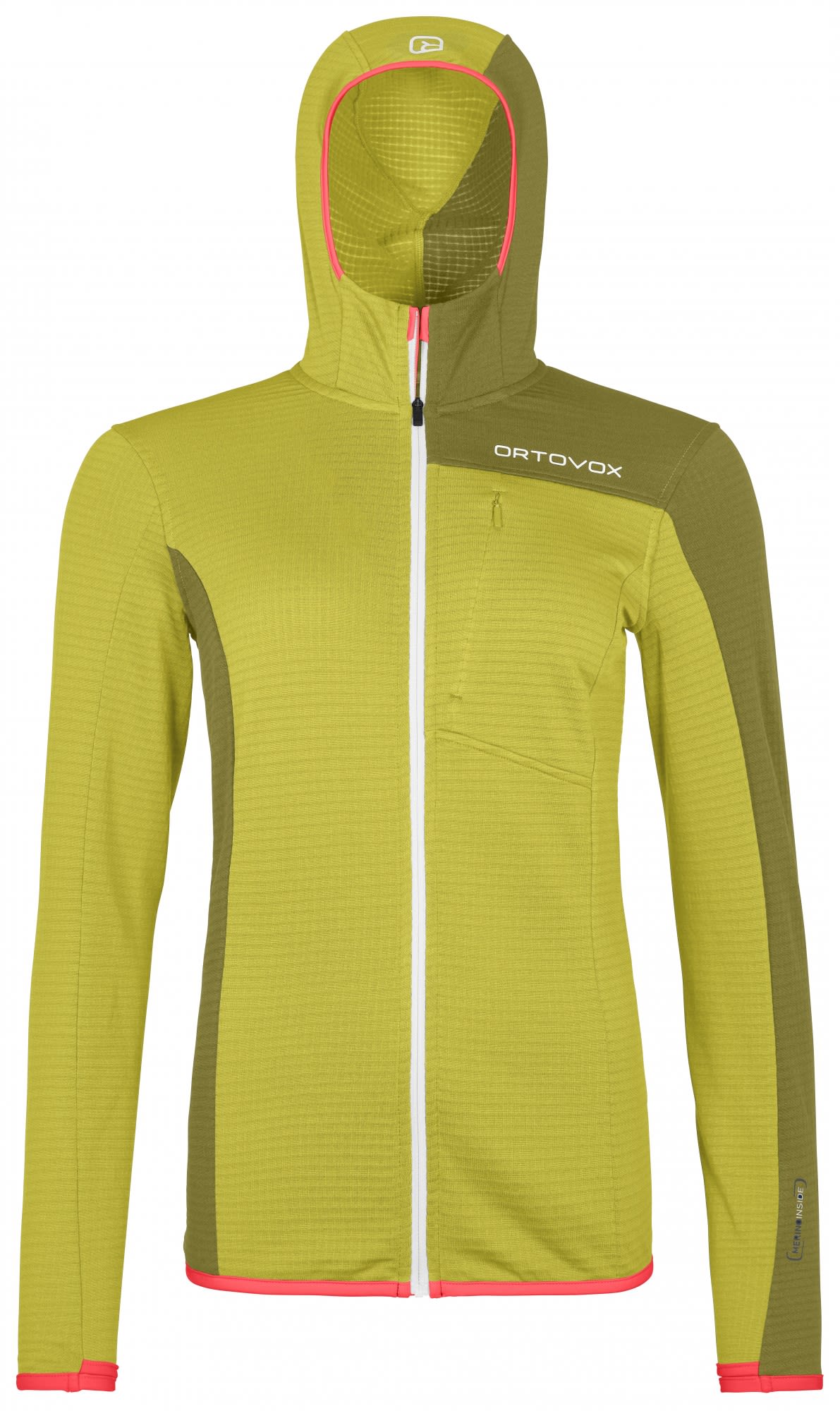 Ortovox Fleece Light Grid Hooded Jacket Gelb- Female Merino Isolationsjacken- Grsse XS - Farbe Dirty Daisy
